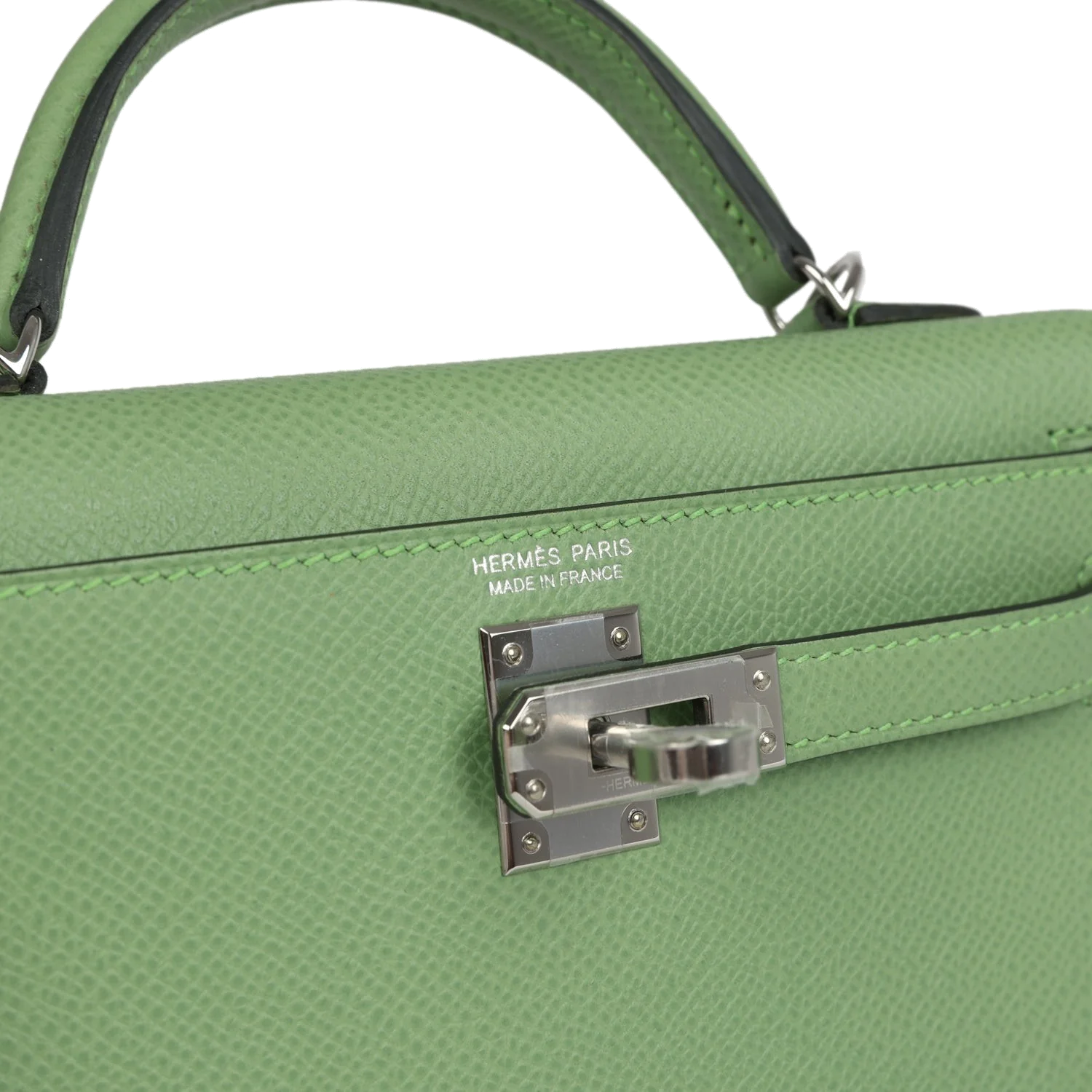 Hermes Kelly Sellier 20 Vert Criquet Epsom Palladium Hardware — фото 8