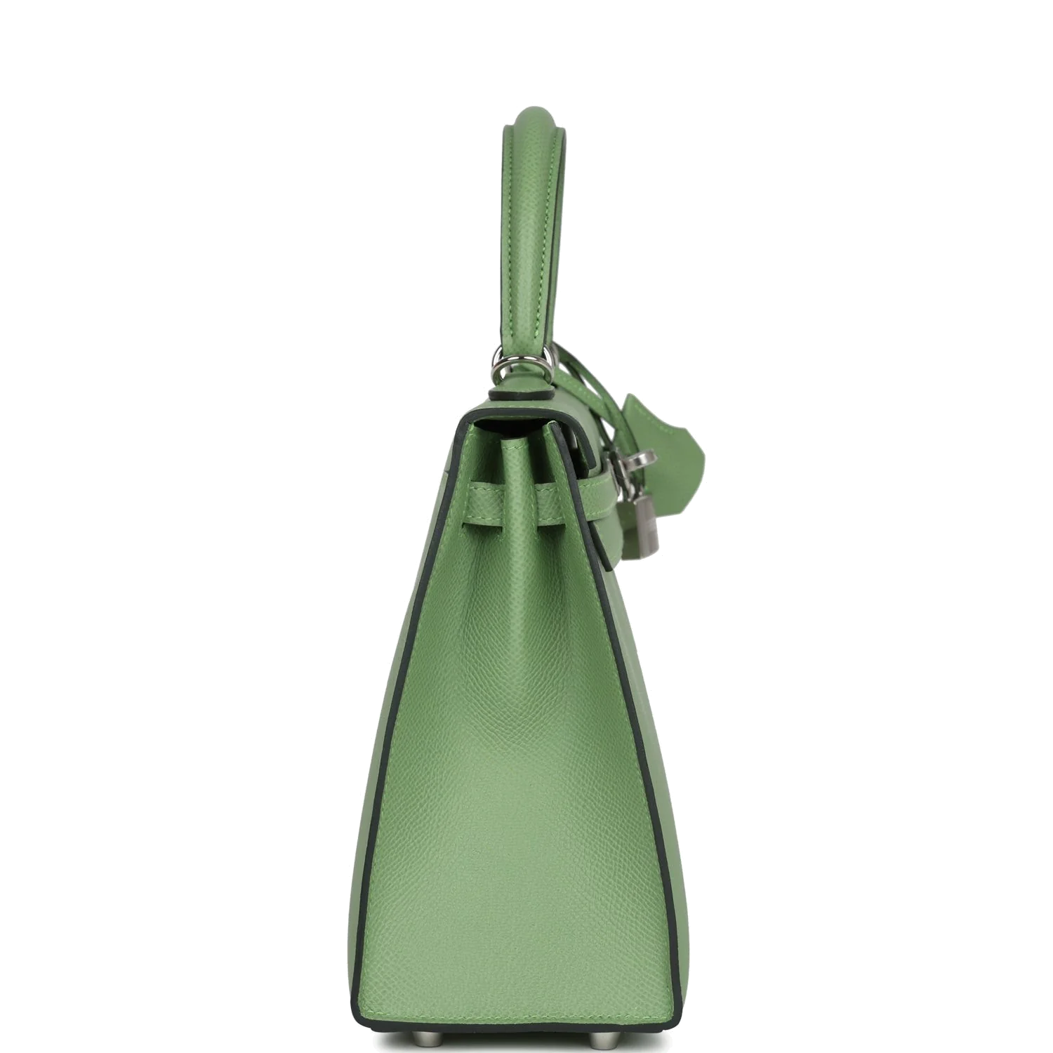 Hermes Special Order (HSS) Kelly Sellier 25 Vert Criquet Verso Epsom Palladium Hardware — фото 4