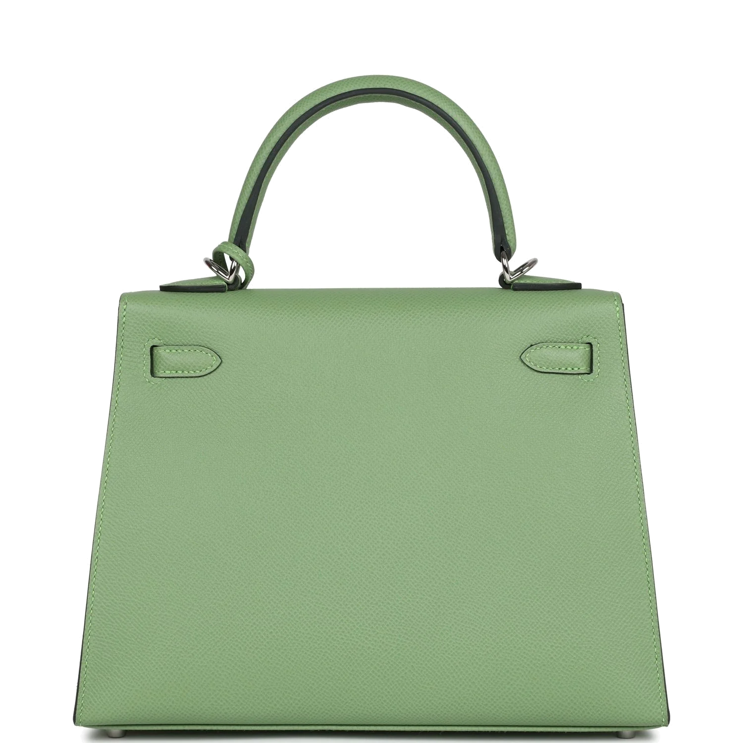 Hermes Special Order (HSS) Kelly Sellier 25 Vert Criquet Verso Epsom Palladium Hardware — фото 5