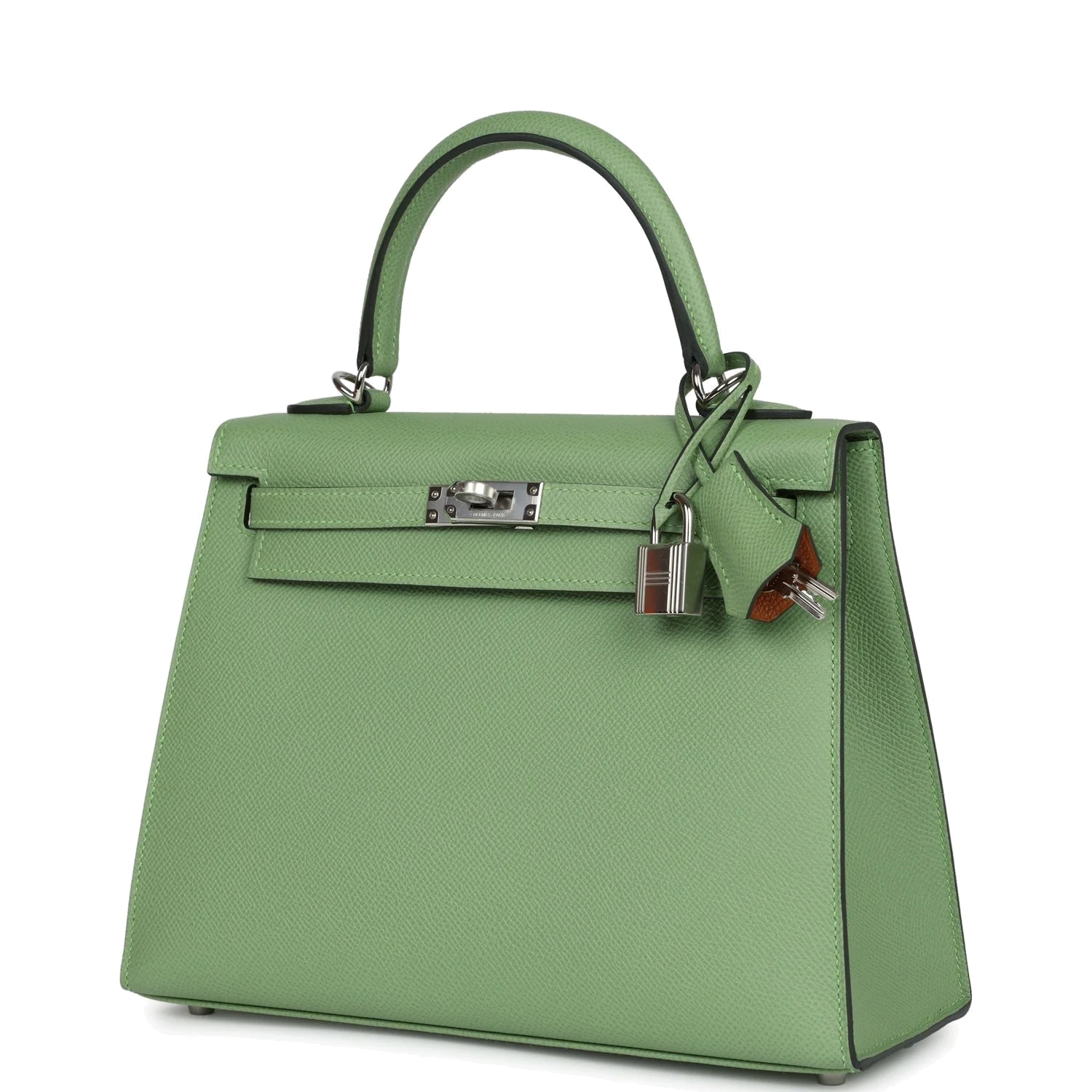 Hermes Special Order (HSS) Kelly Sellier 25 Vert Criquet Verso Epsom Palladium Hardware — фото 6