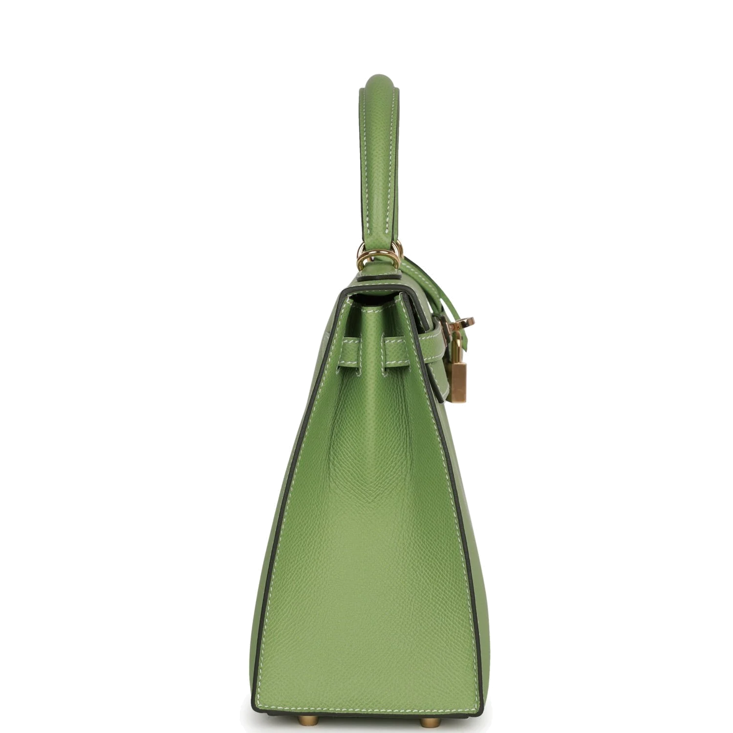 Hermes Special Order (HSS) Kelly Sellier 25 Vert Criquet Epsom Permabrass Hardware — фото 4