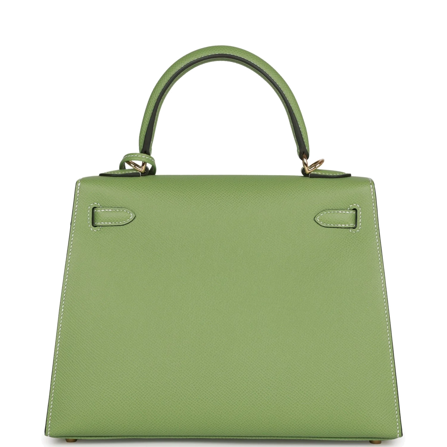 Hermes Special Order (HSS) Kelly Sellier 25 Vert Criquet Epsom Permabrass Hardware — фото 5