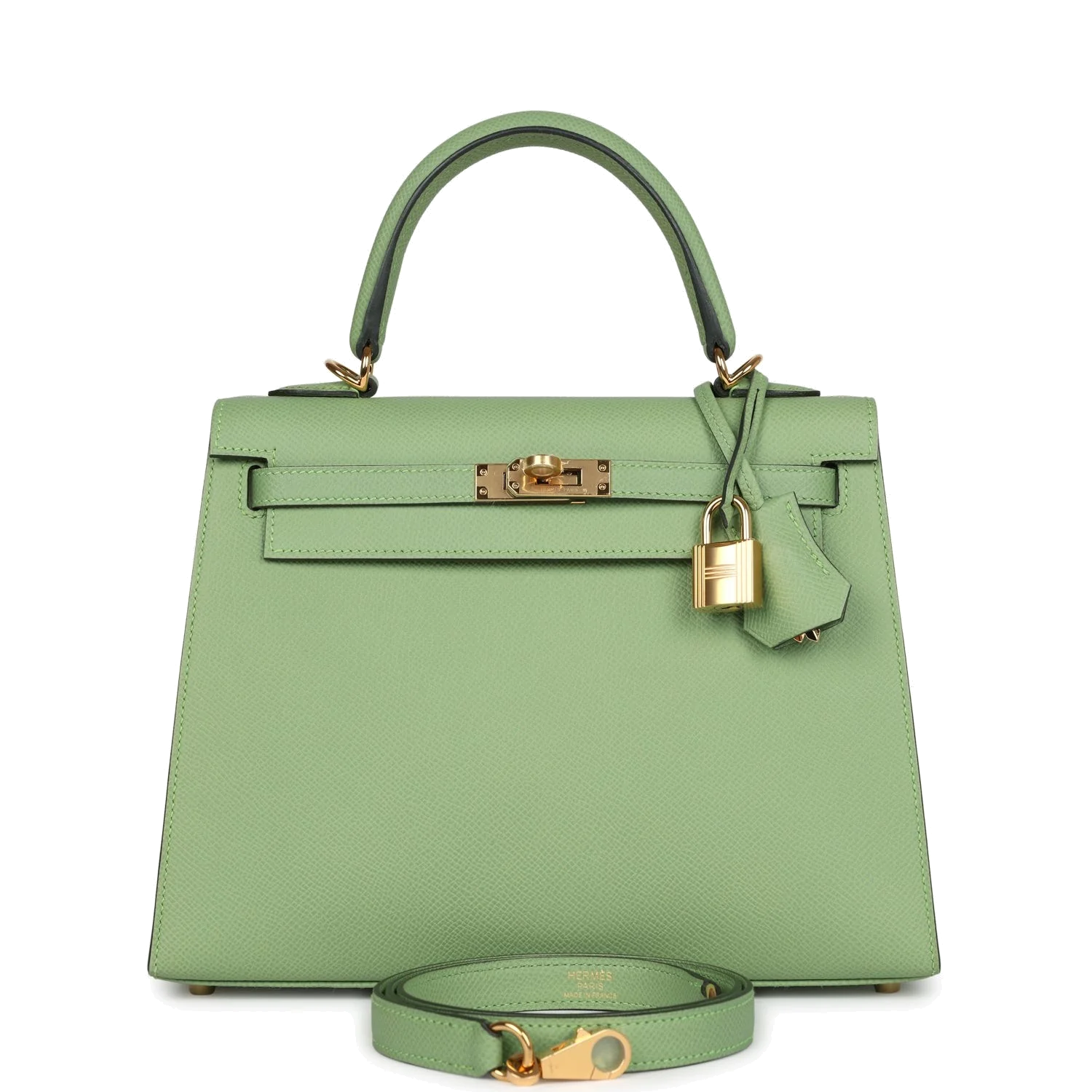 Hermes Kelly Sellier 25 Vert Criquet Epsom Gold Hardware