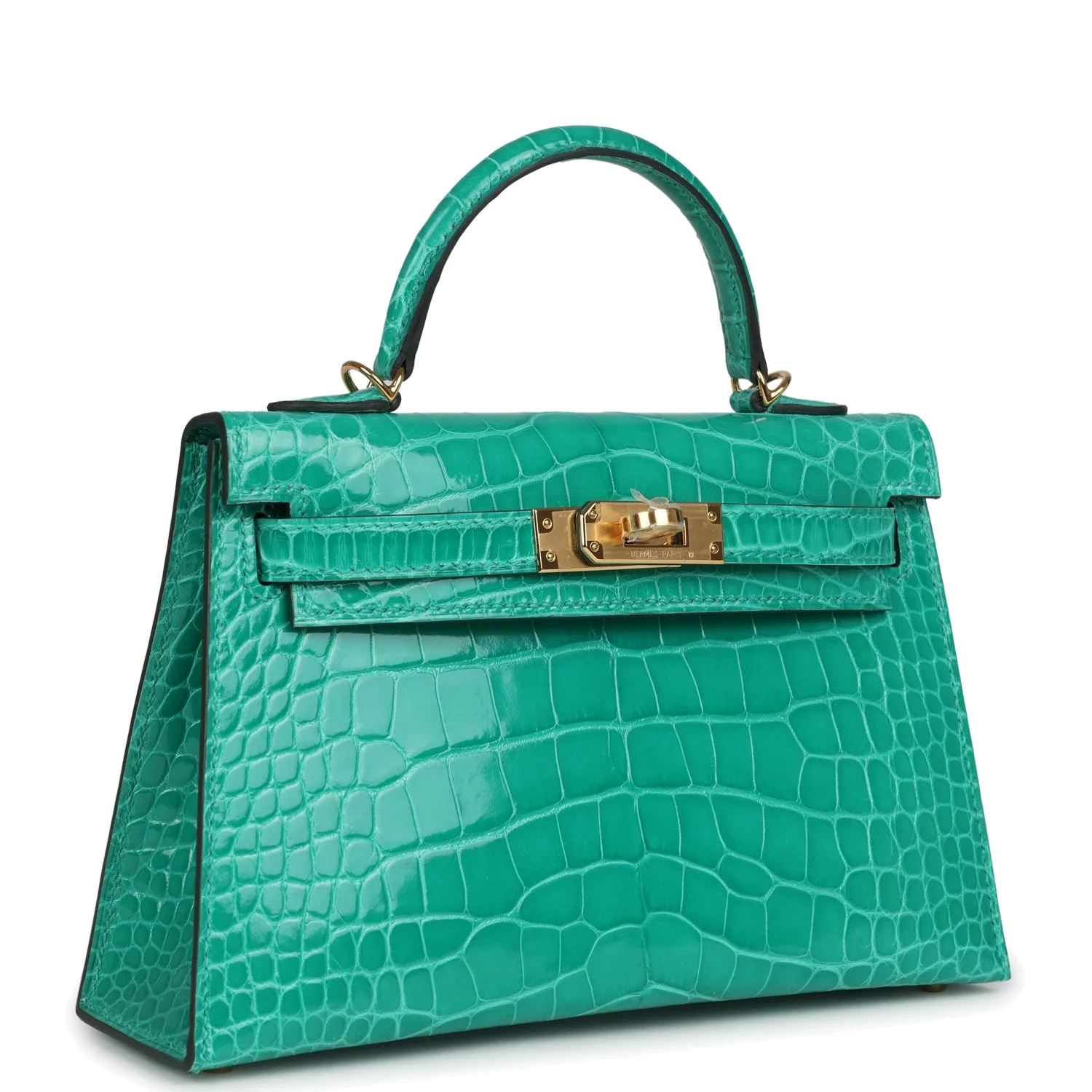 Hermes Kelly Sellier 20 Vert Jade Shiny Alligator Gold Hardware — фото 3