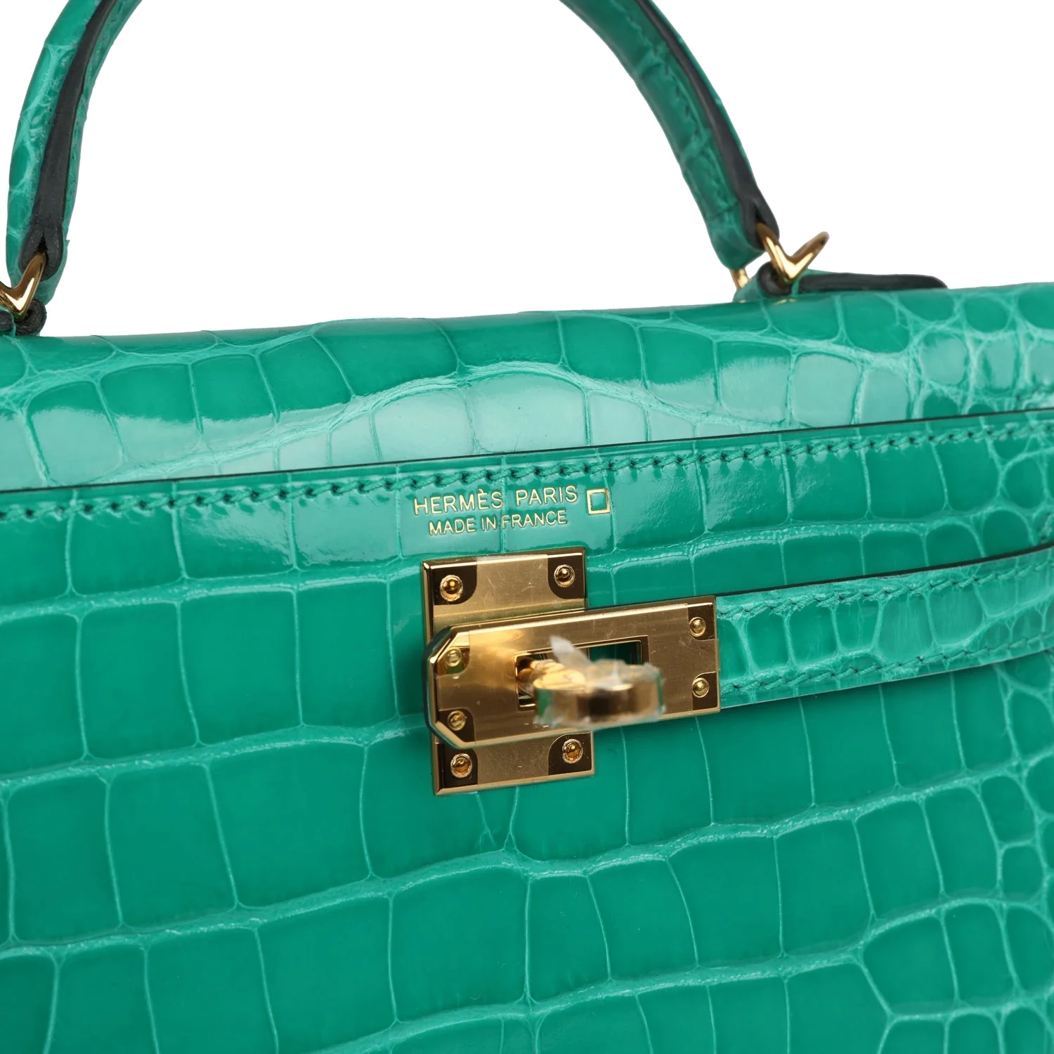 Hermes Kelly Sellier 20 Vert Jade Shiny Alligator Gold Hardware — фото 8