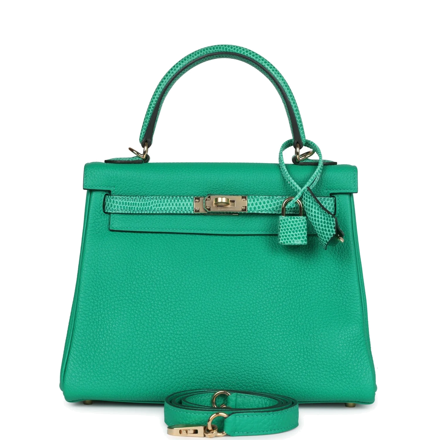Hermes Kelly Retourne 25 Menthe Togo and Varanus Niloticus Lizard Touch Permabrass Hardware — фото 2