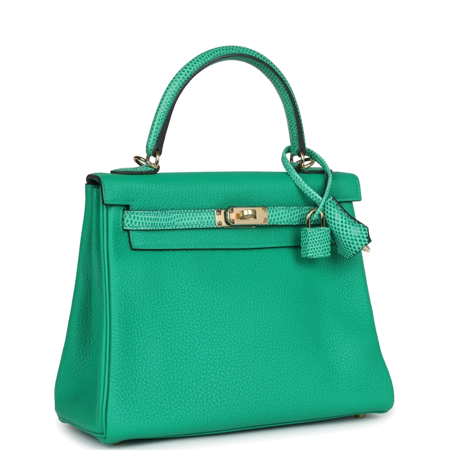 Hermes Kelly Retourne 25 Menthe Togo and Varanus Niloticus Lizard Touch Permabrass Hardware — фото 3
