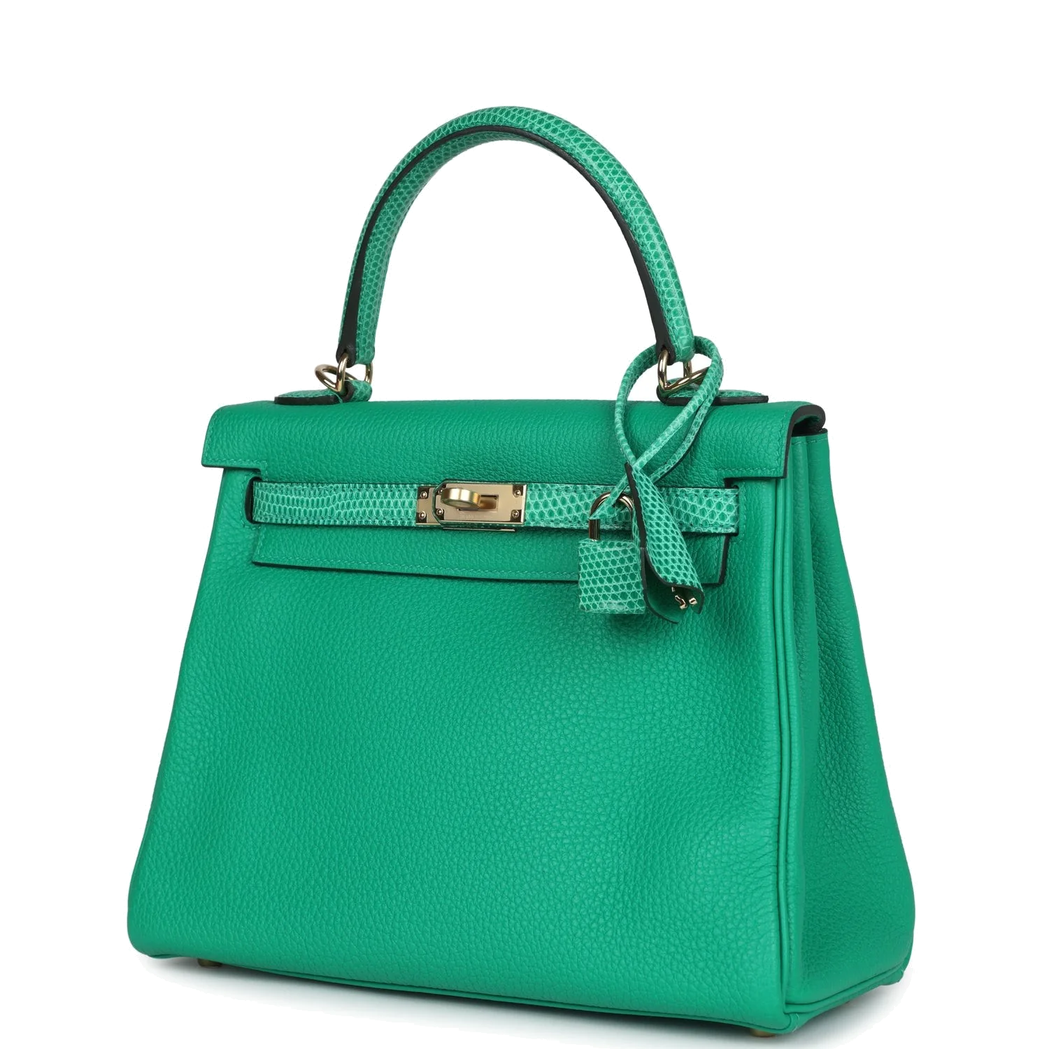 Hermes Kelly Retourne 25 Menthe Togo and Varanus Niloticus Lizard Touch Permabrass Hardware — фото 6