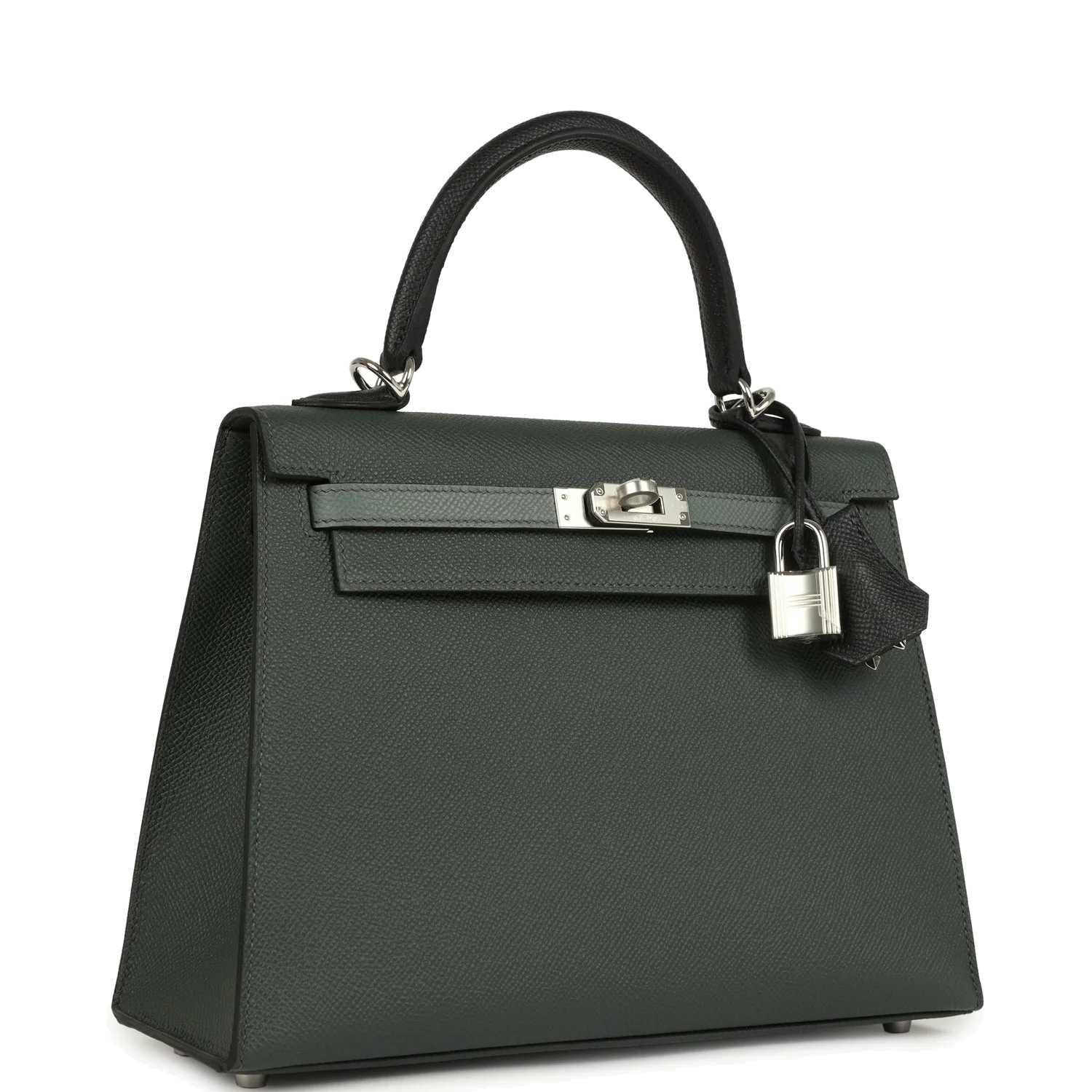 Hermes Kelly Sellier 25 Tri-Color Black, Vert Amande and Vert Mangrove Epsom Palladium Hardware — фото 3
