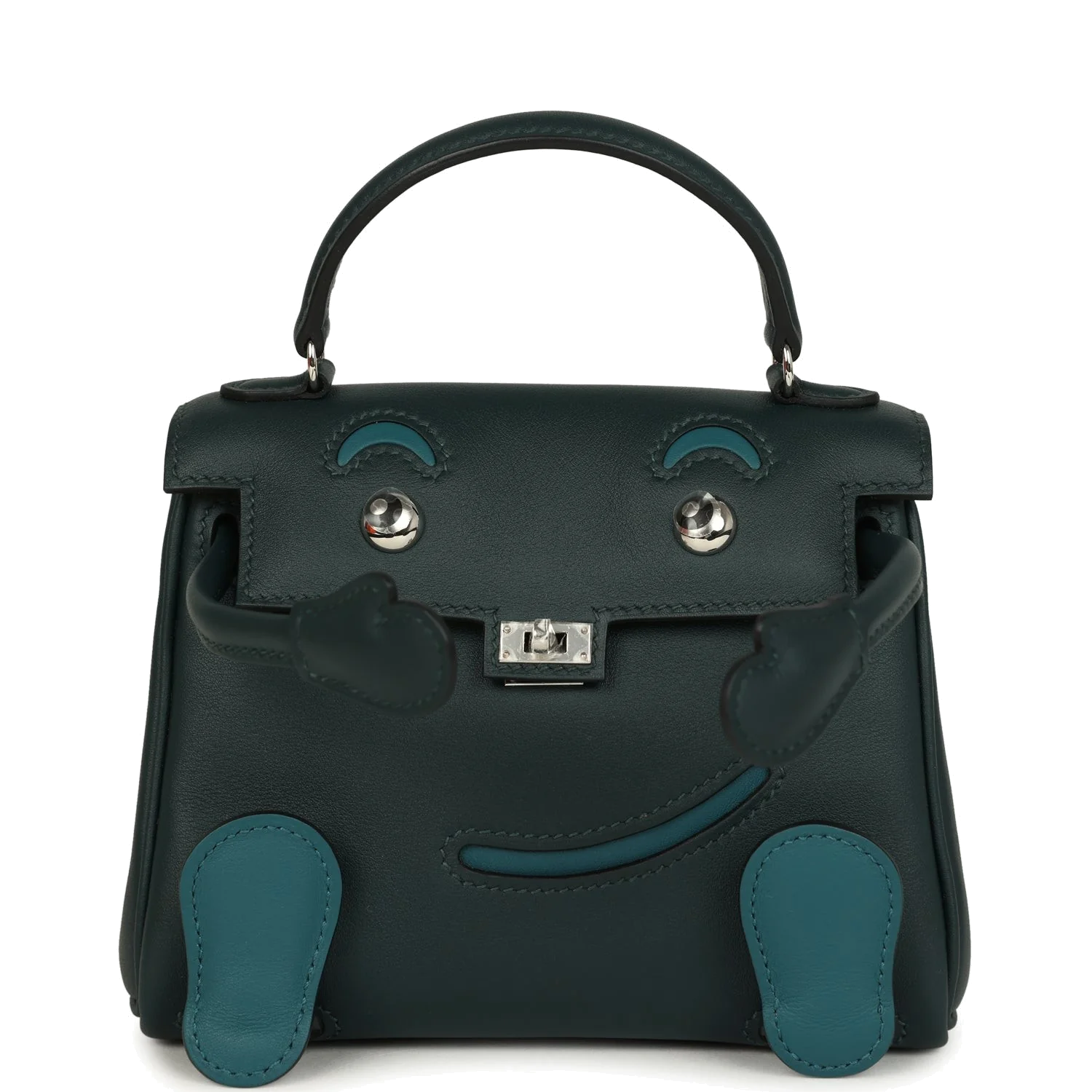 Hermes "Quelle Idolle" Kelly Doll Vert Cypress and Vert Bosphore Swift Palladium Hardware — фото 2