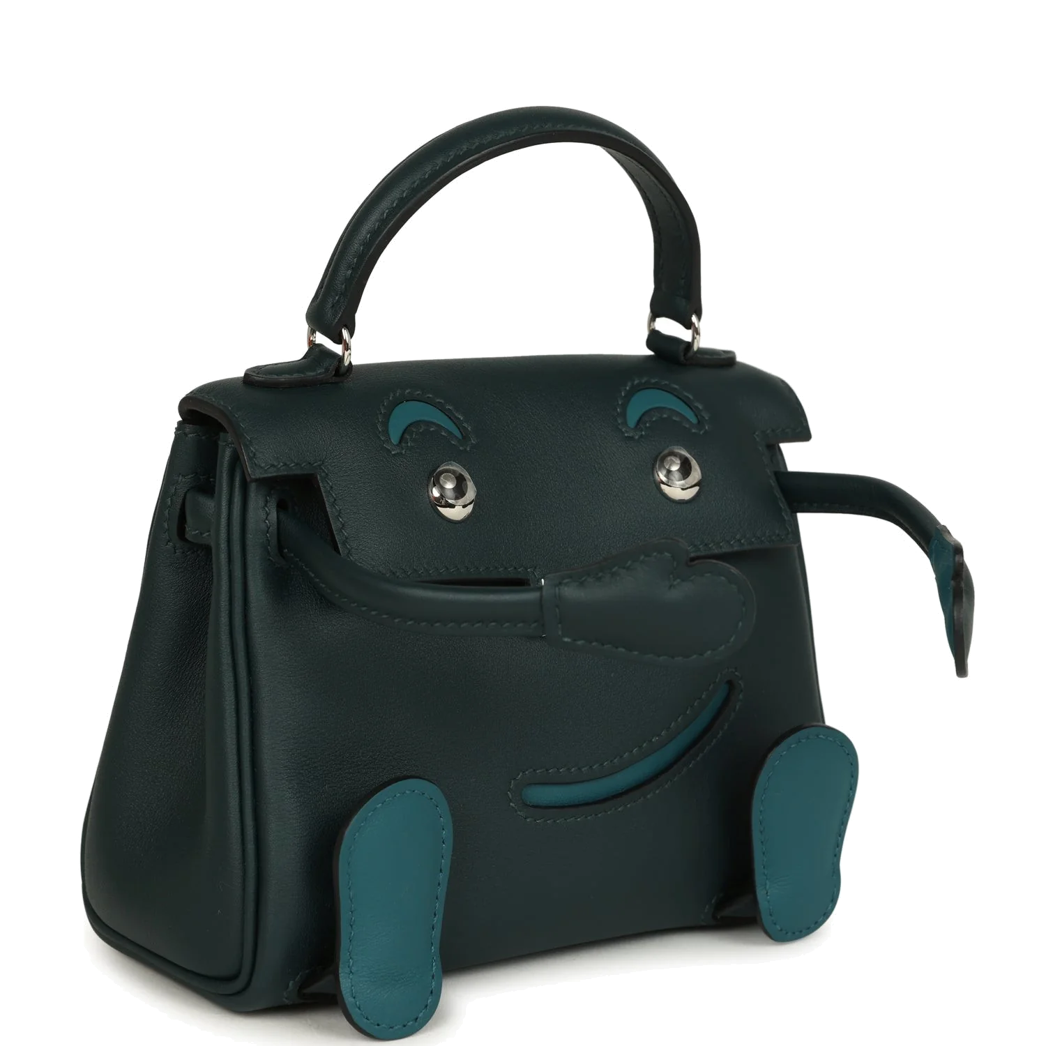 Hermes "Quelle Idolle" Kelly Doll Vert Cypress and Vert Bosphore Swift Palladium Hardware — фото 3