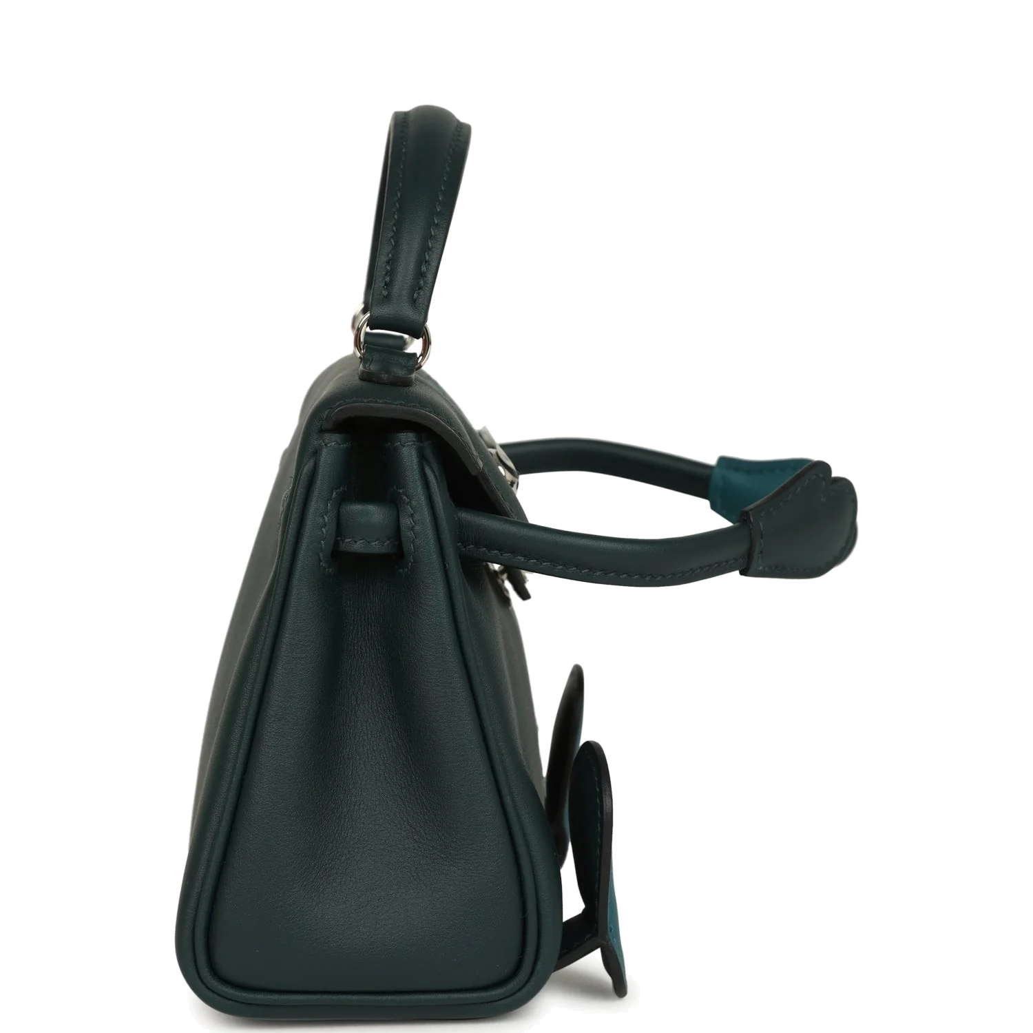 Hermes "Quelle Idolle" Kelly Doll Vert Cypress and Vert Bosphore Swift Palladium Hardware — фото 4