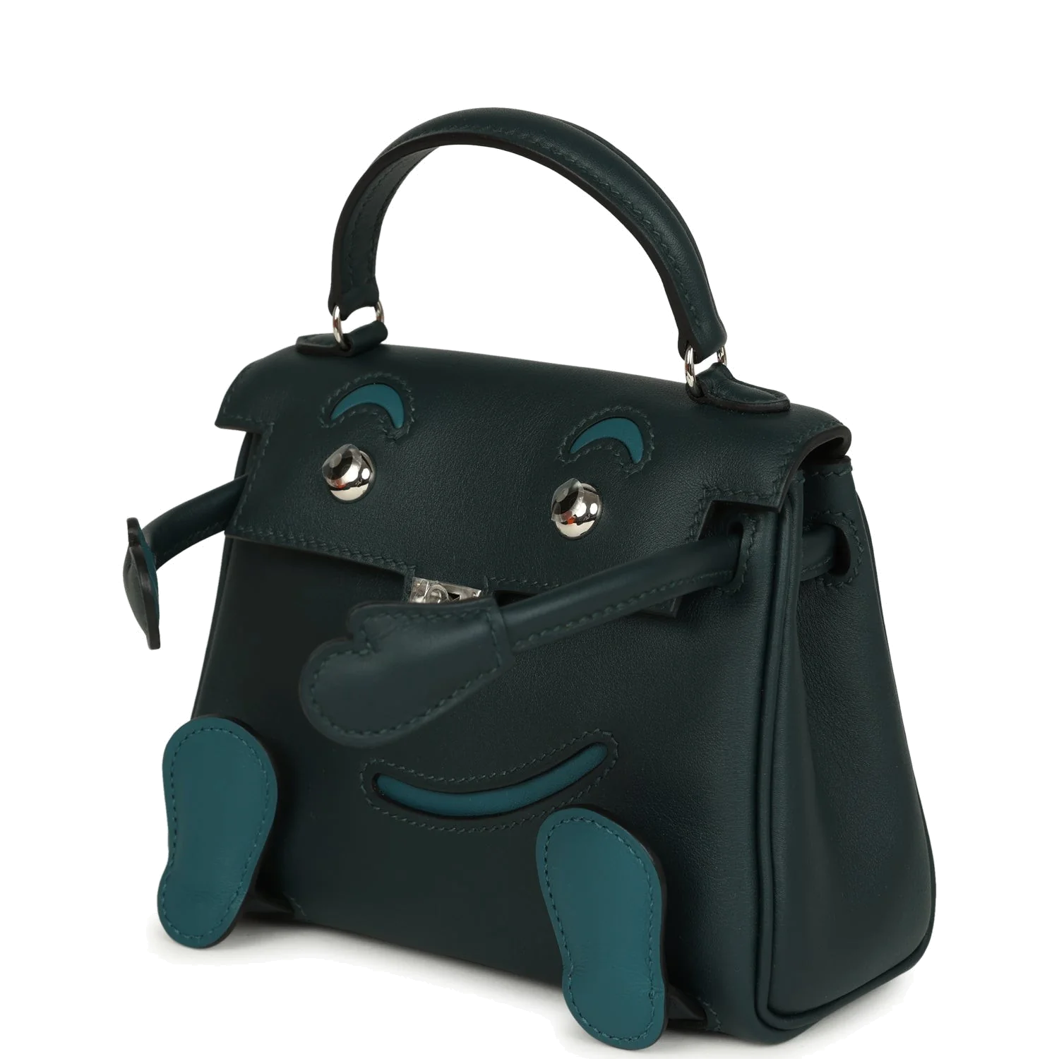 Hermes "Quelle Idolle" Kelly Doll Vert Cypress and Vert Bosphore Swift Palladium Hardware — фото 6