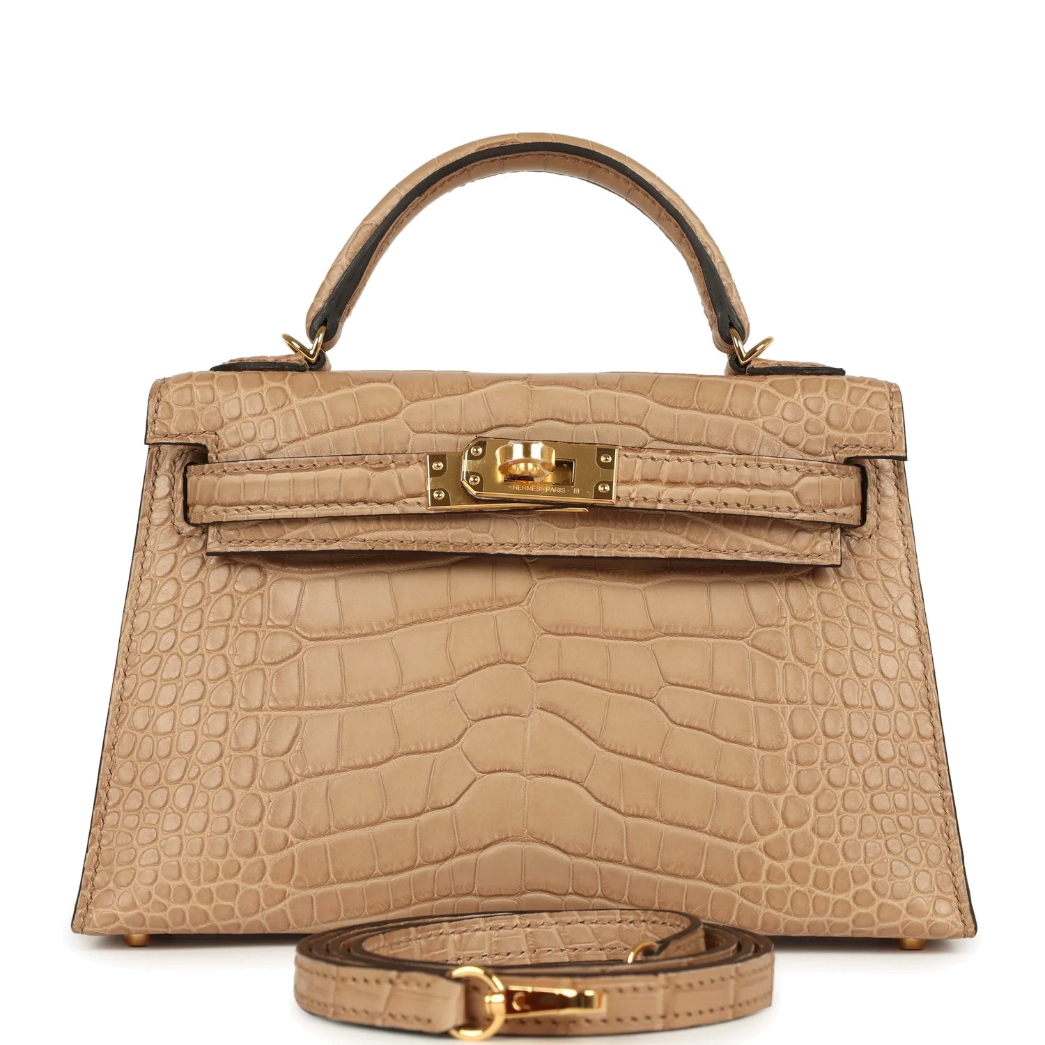 Hermes Kelly Sellier 20 Chai Matte Alligator Gold Hardware — фото 2