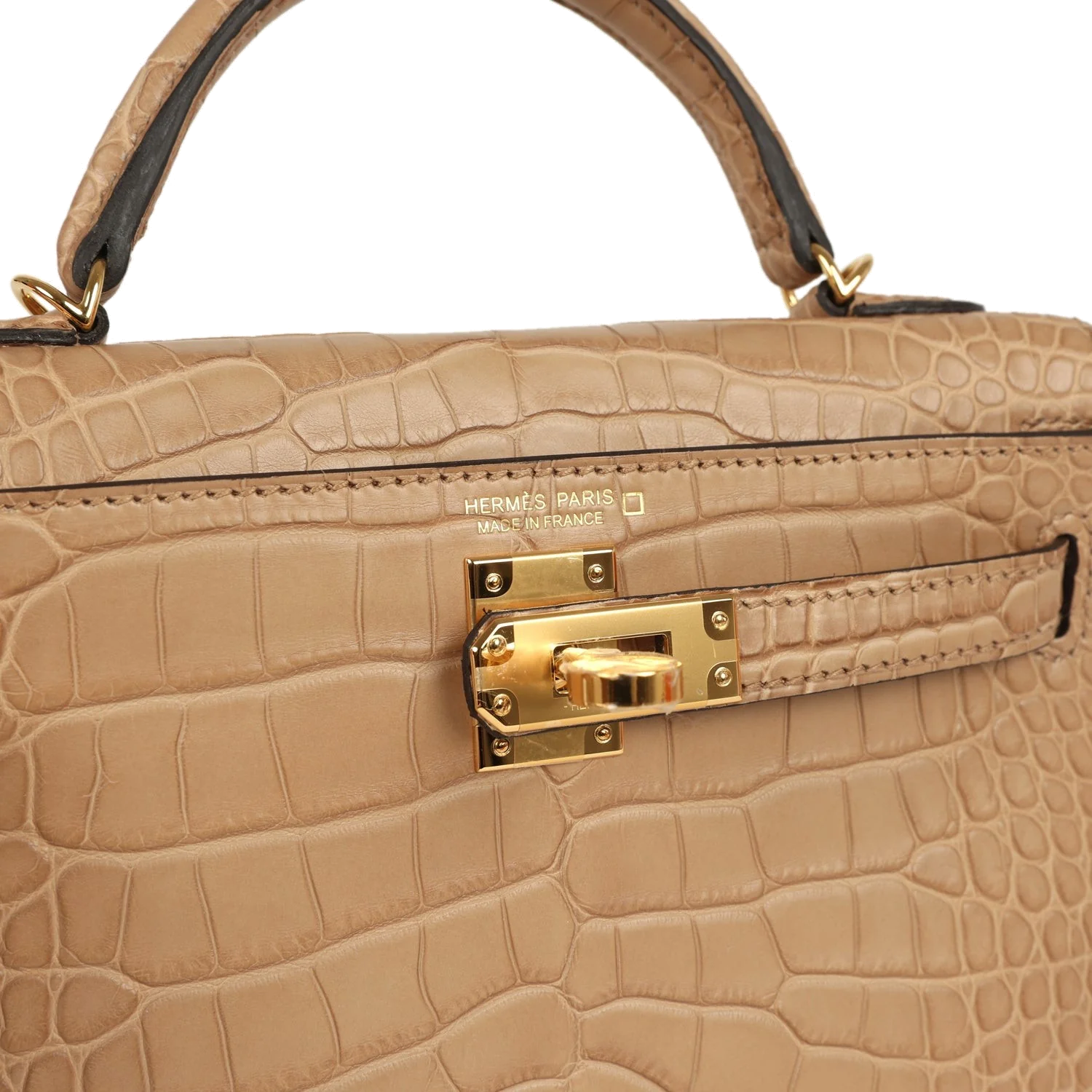 Hermes Kelly Sellier 20 Chai Matte Alligator Gold Hardware — фото 8