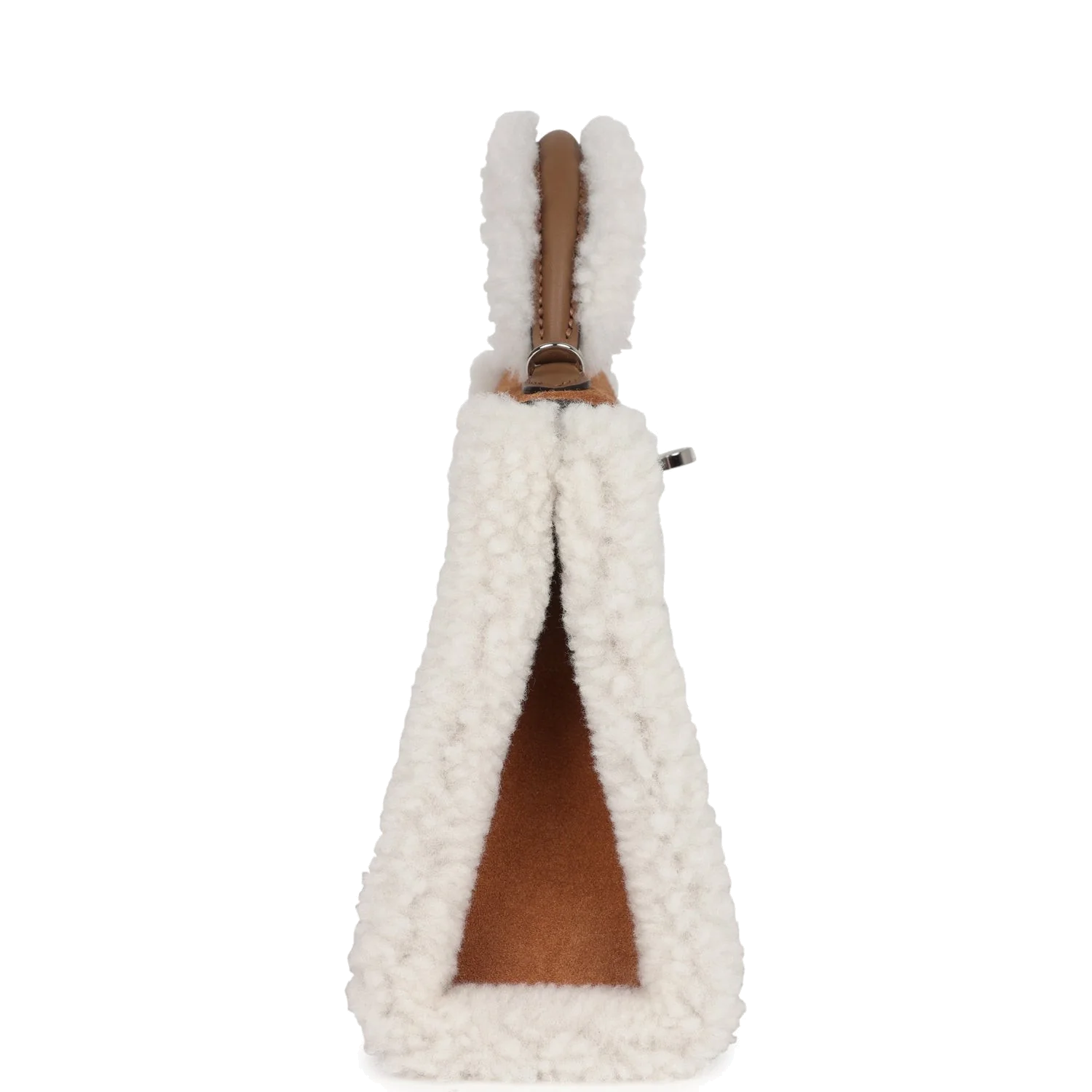 Hermes Teddy Kelly 20 Chamois Shearling and Swift Palladium Hardware Замша Shearling — фото 4