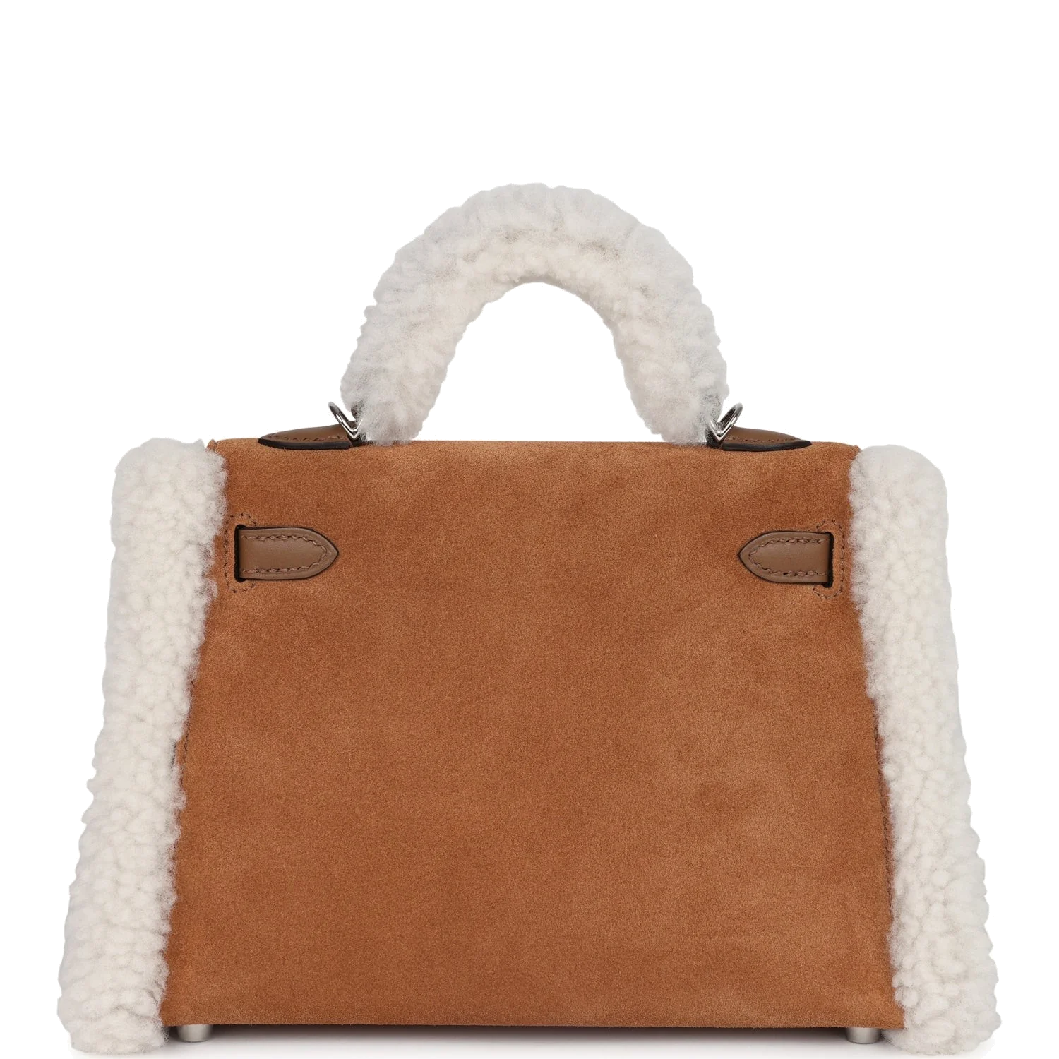 Hermes Teddy Kelly 20 Chamois Shearling and Swift Palladium Hardware Замша Shearling — фото 5