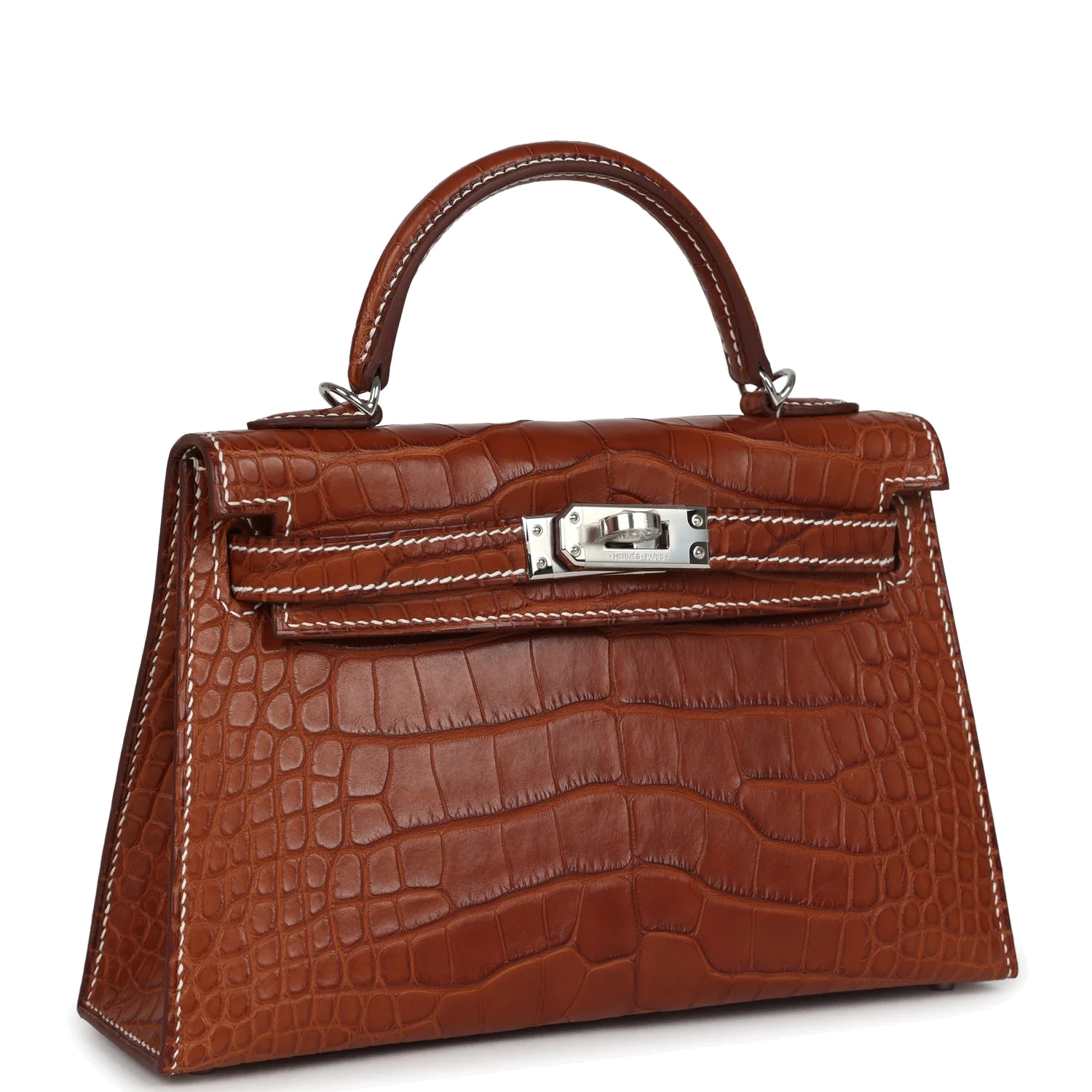 Hermes Kelly Sellier 20 Fauve Matte Alligator Barenia Palladium Hardware — фото 3
