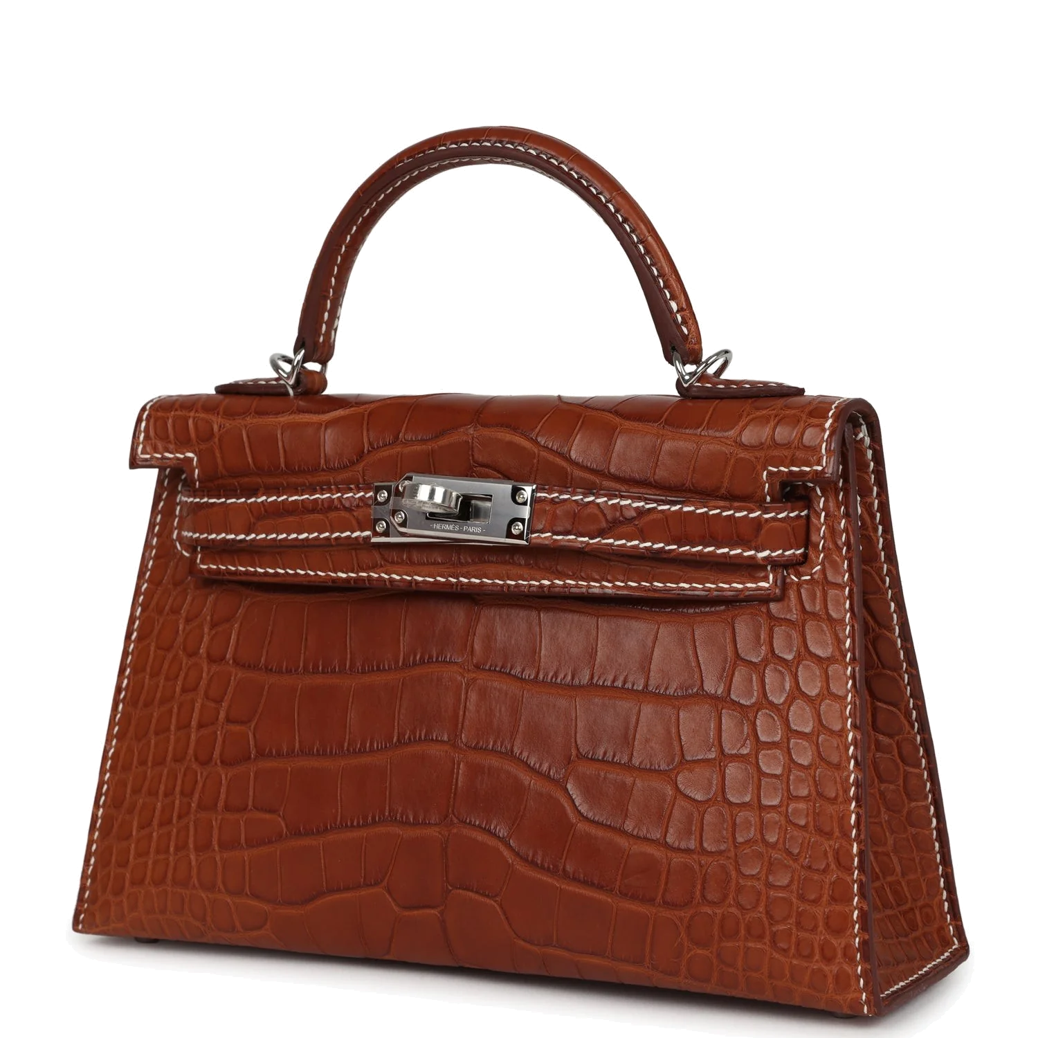 Hermes Kelly Sellier 20 Fauve Matte Alligator Barenia Palladium Hardware — фото 6