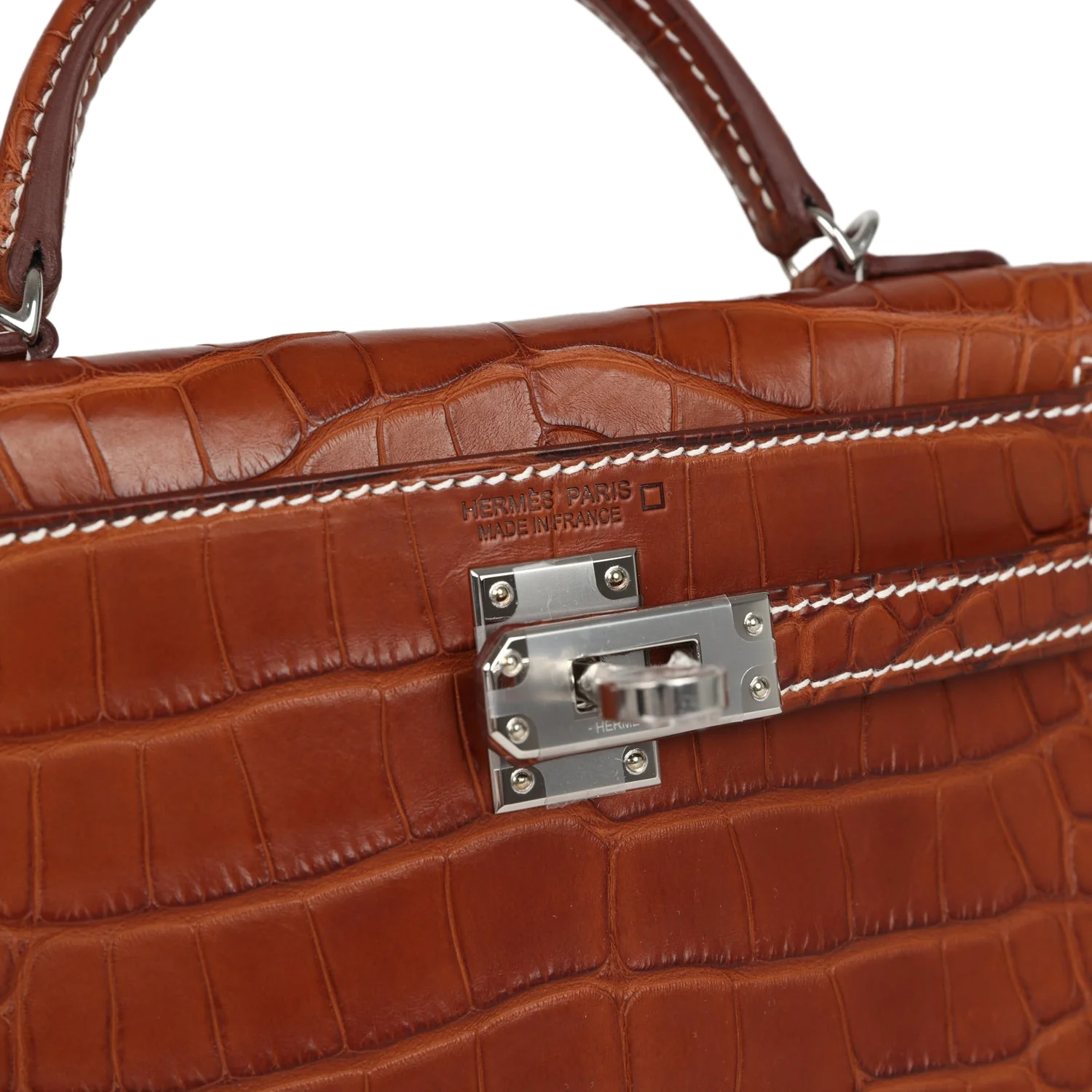 Hermes Kelly Sellier 20 Fauve Matte Alligator Barenia Palladium Hardware — фото 8