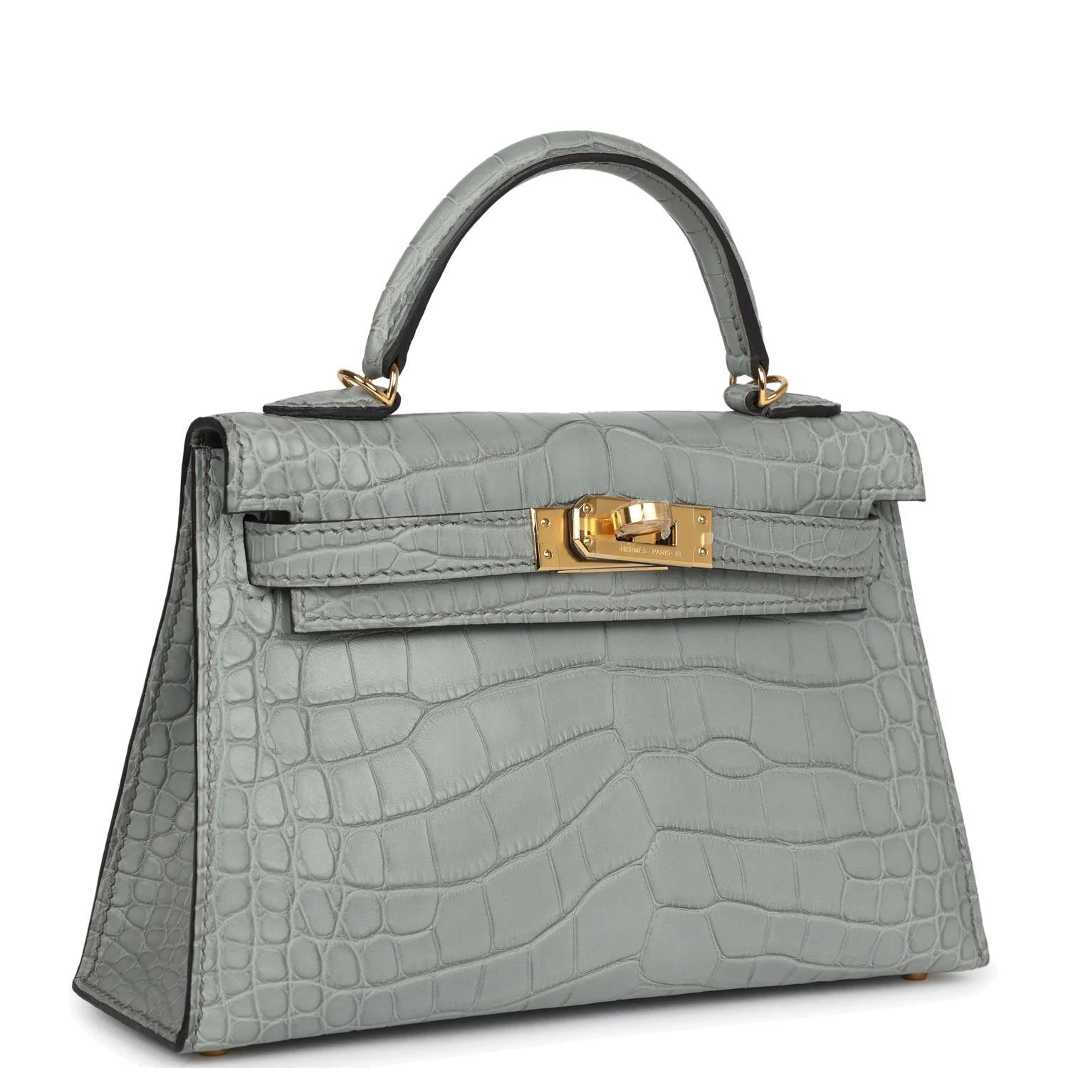 Hermes Kelly Sellier 20 Gris Ciment Matte Alligator Gold Hardware — фото 3