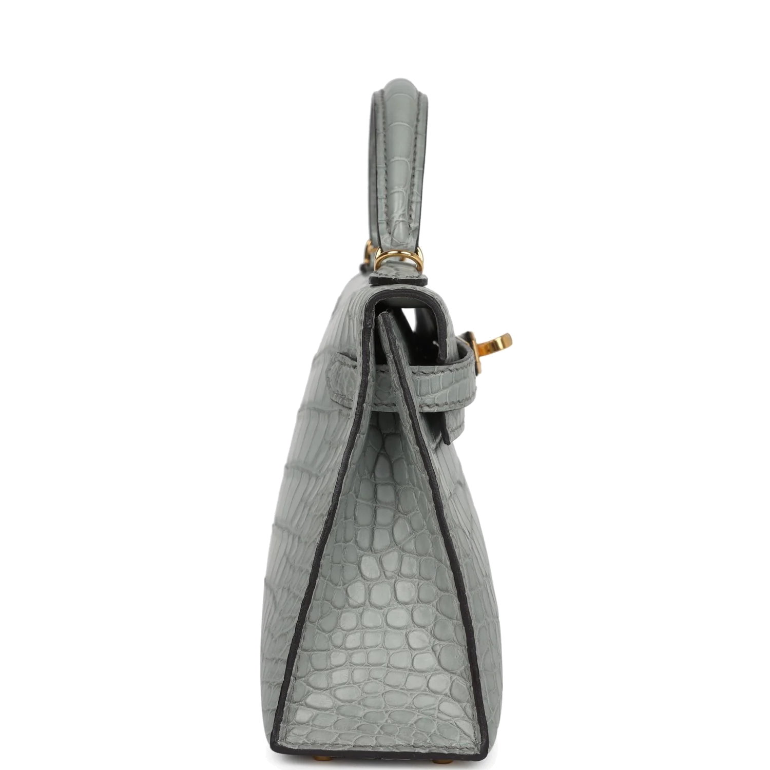 Hermes Kelly Sellier 20 Gris Ciment Matte Alligator Gold Hardware — фото 4