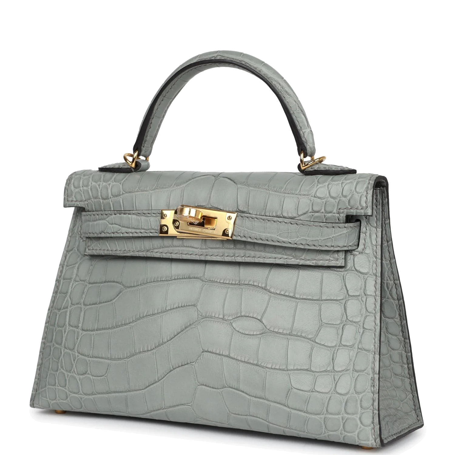 Hermes Kelly Sellier 20 Gris Ciment Matte Alligator Gold Hardware — фото 6