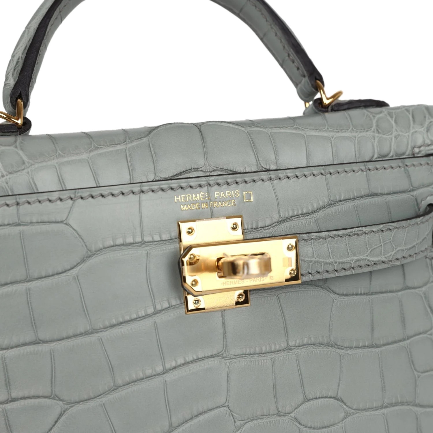 Hermes Kelly Sellier 20 Gris Ciment Matte Alligator Gold Hardware — фото 8