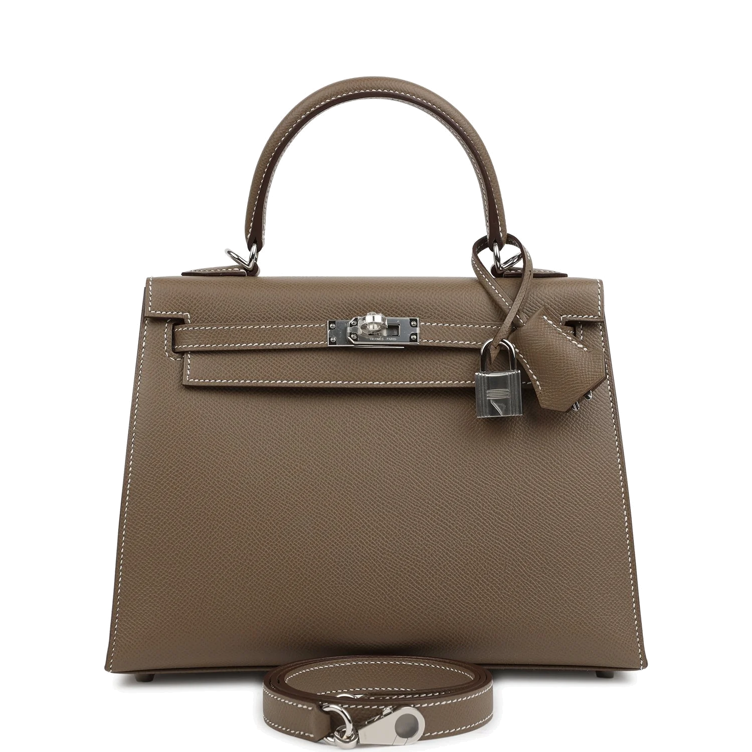Hermes Kelly Sellier 25 Etoupe Epsom Palladium Hardware