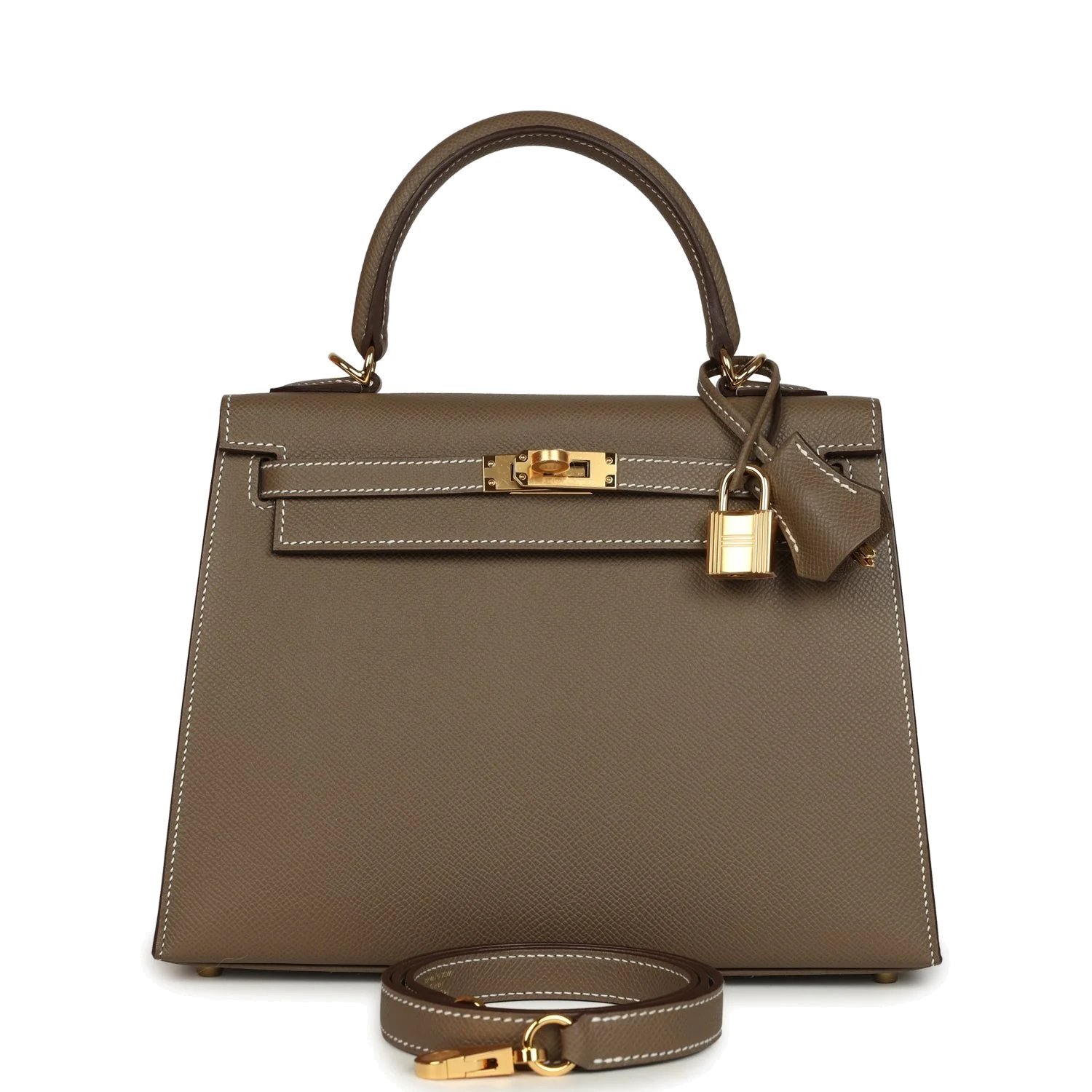 Hermes Kelly Sellier 25 Etoupe Epsom Gold Hardware