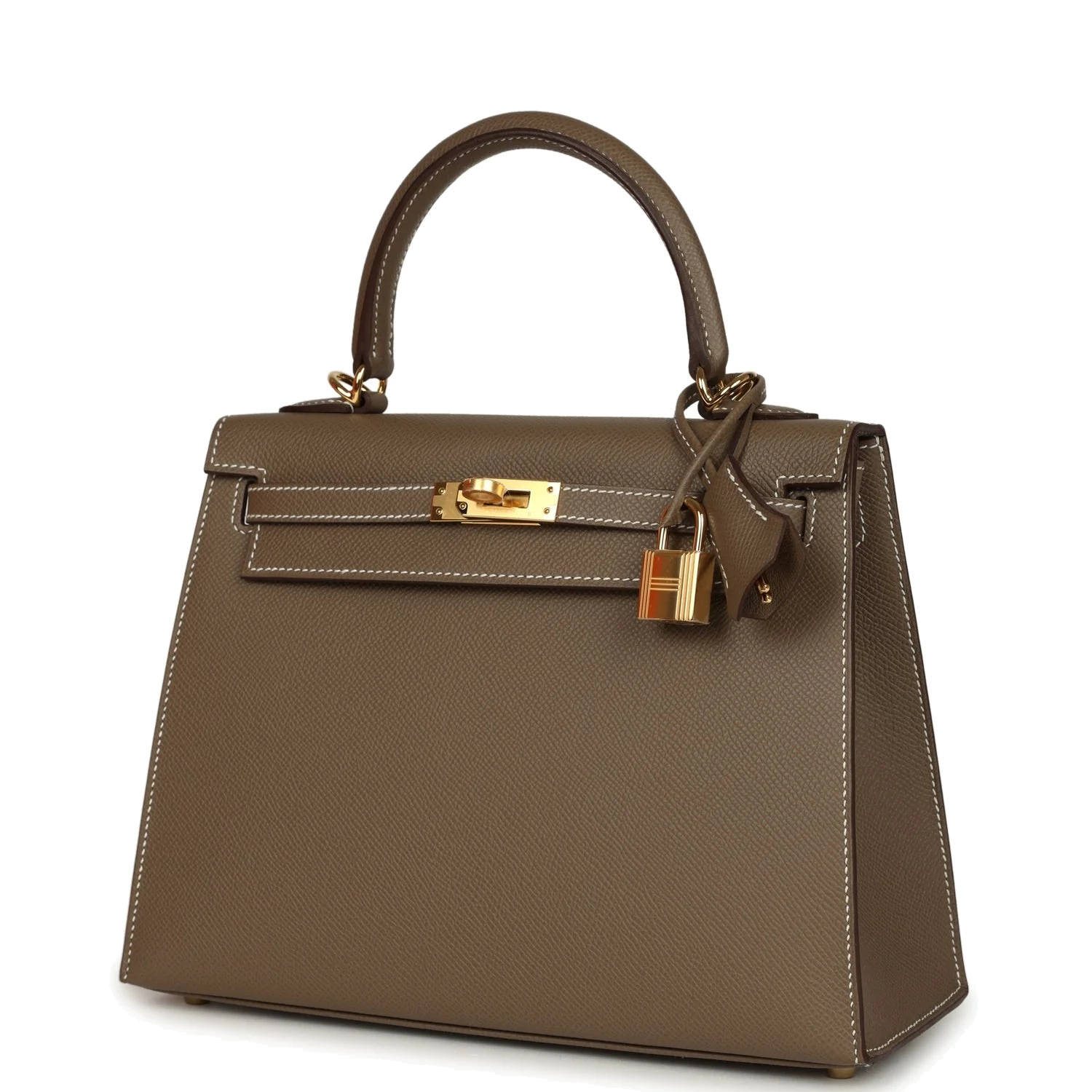 Hermes Kelly Sellier 25 Etoupe Epsom Gold Hardware — фото 4