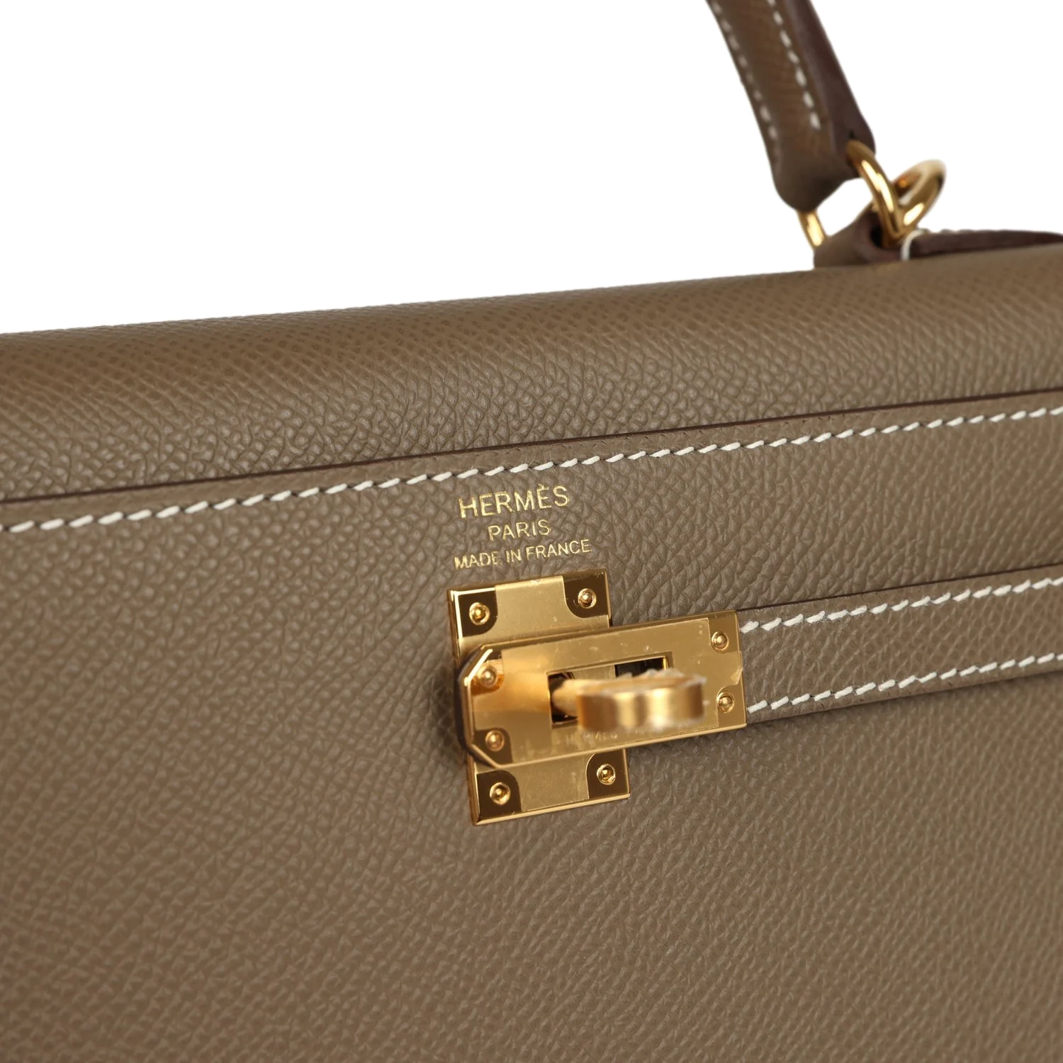 Hermes Kelly Sellier 25 Etoupe Epsom Gold Hardware — фото 8