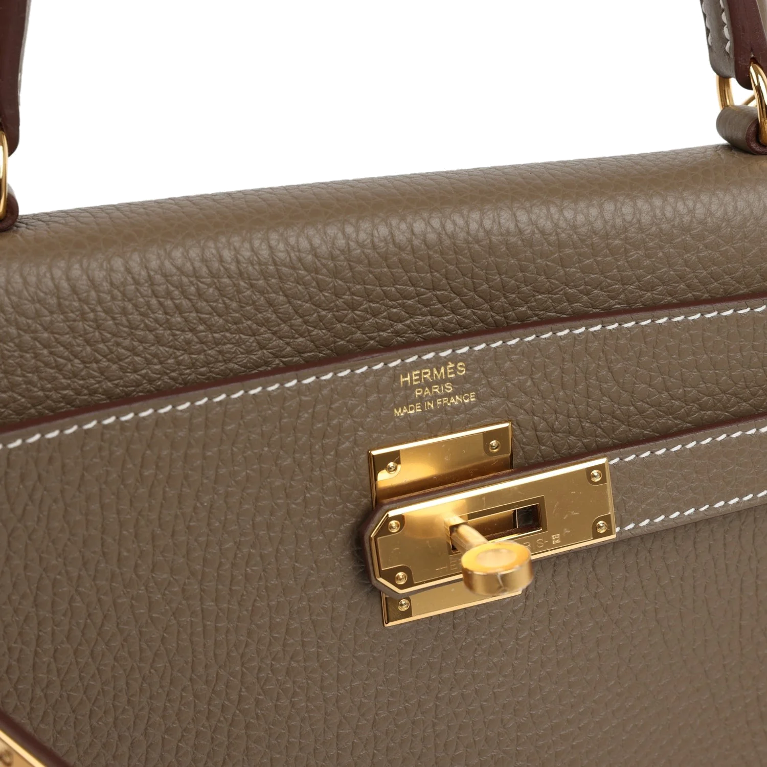 Hermes Kelly Retourne 28 Etoupe Clemence Gold Hardware — фото 8