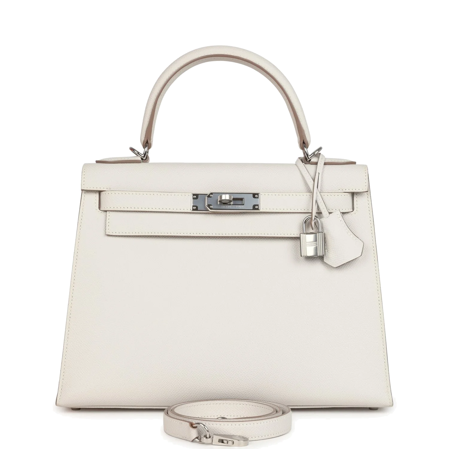 Hermes Kelly Sellier 28 Gris Pale Epsom Palladium Hardware — фото 2