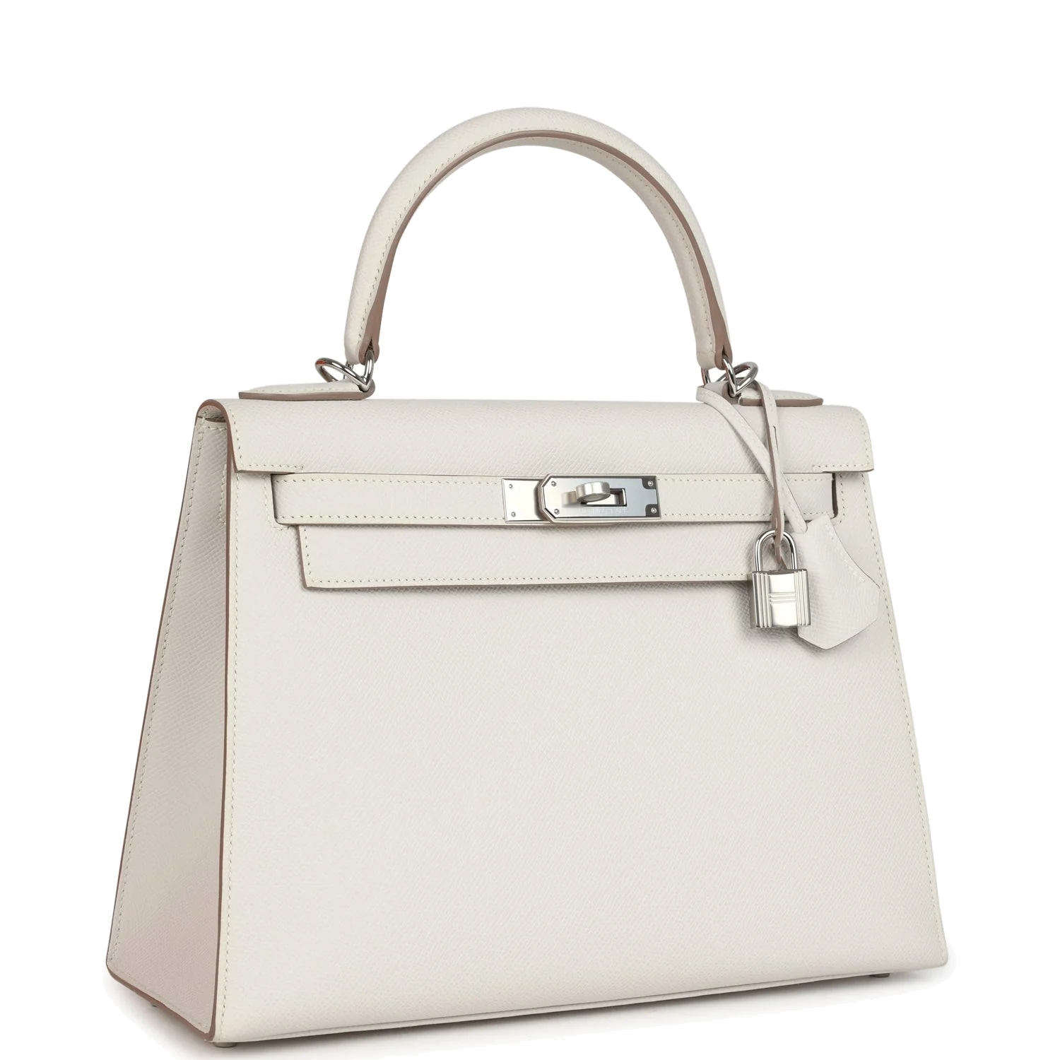 Hermes Kelly Sellier 28 Gris Pale Epsom Palladium Hardware — фото 3