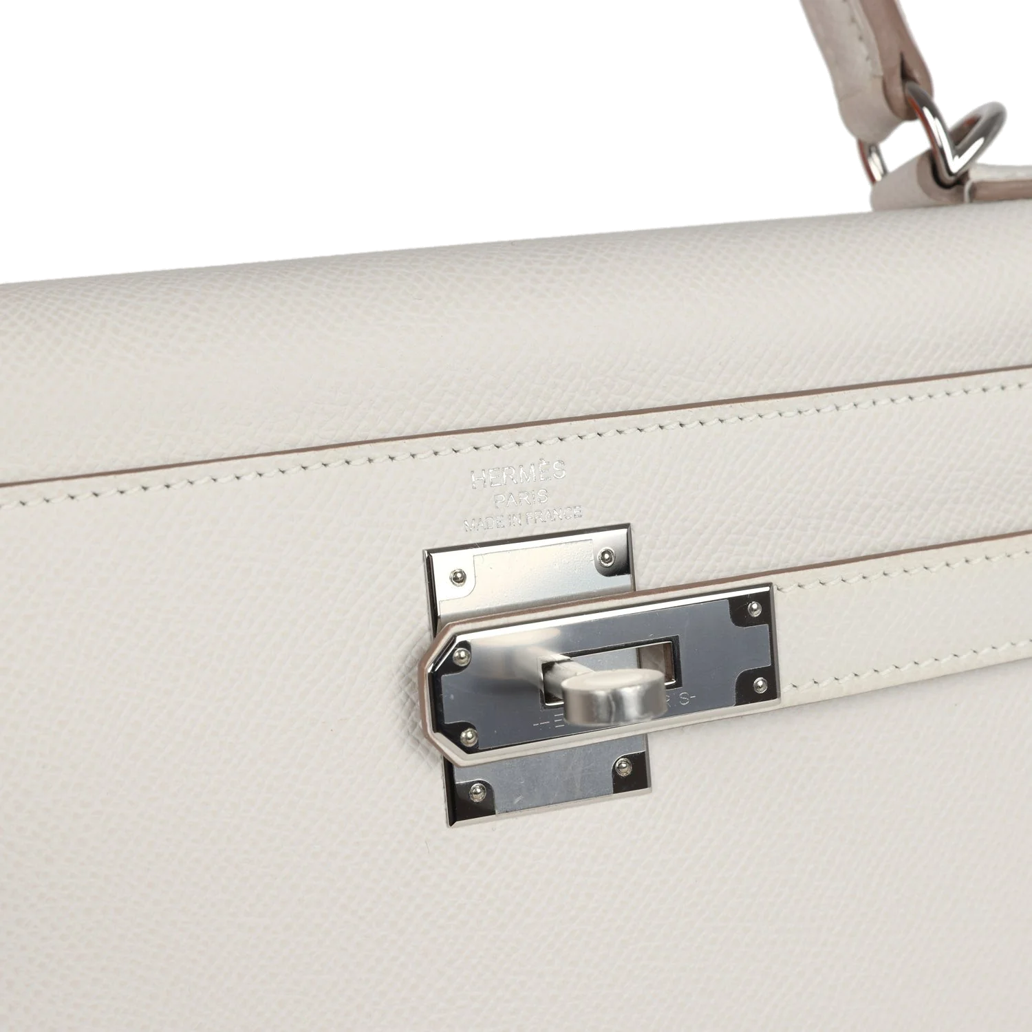 Hermes Kelly Sellier 28 Gris Pale Epsom Palladium Hardware — фото 8