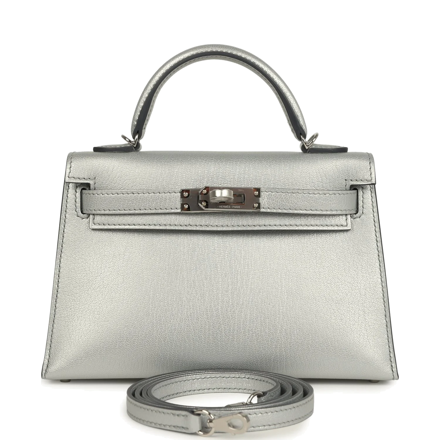 Hermes Kelly Sellier 20 Argent Chevre Chamkilight Palladium Hardware — фото 2