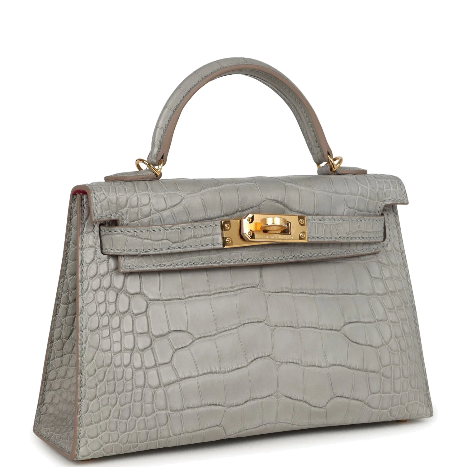 Hermes Special Order (HSS) Kelly Sellier 20 Gris Perle Verso Matte Alligator Gold Hardware — фото 3