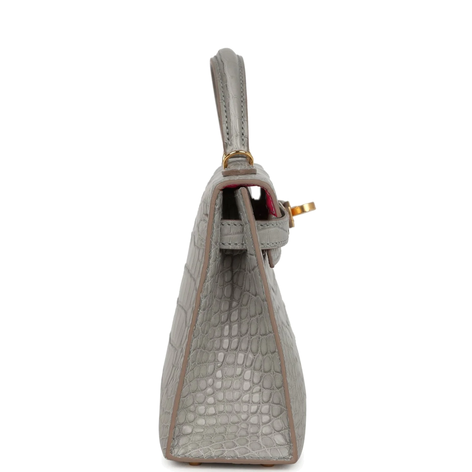 Hermes Special Order (HSS) Kelly Sellier 20 Gris Perle Verso Matte Alligator Gold Hardware — фото 4