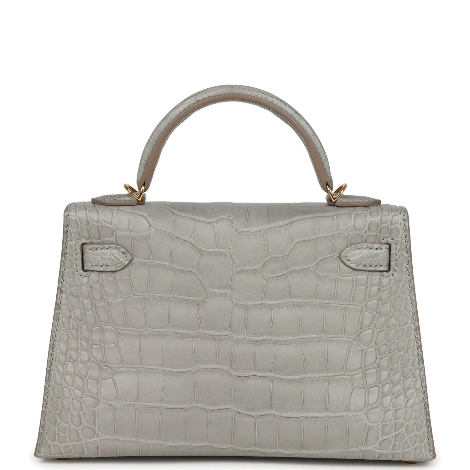 Hermes Special Order (HSS) Kelly Sellier 20 Gris Perle Verso Matte Alligator Gold Hardware — фото 5