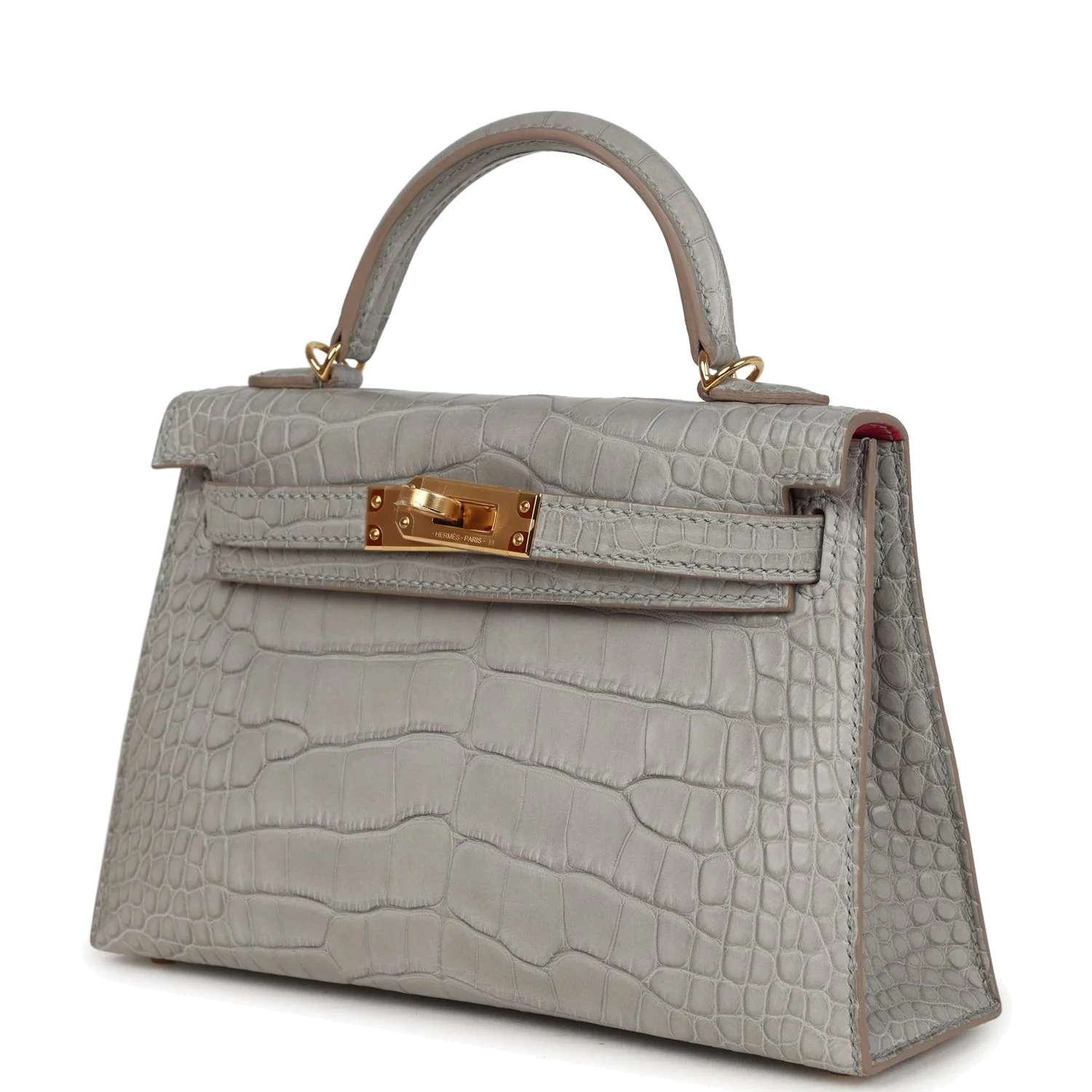 Hermes Special Order (HSS) Kelly Sellier 20 Gris Perle Verso Matte Alligator Gold Hardware — фото 6