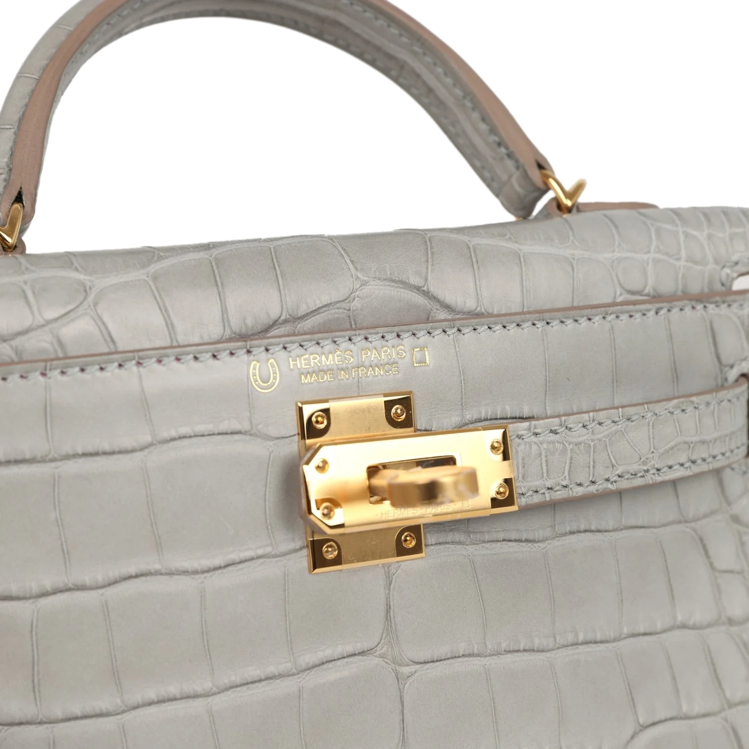 Hermes Special Order (HSS) Kelly Sellier 20 Gris Perle Verso Matte Alligator Gold Hardware — фото 8