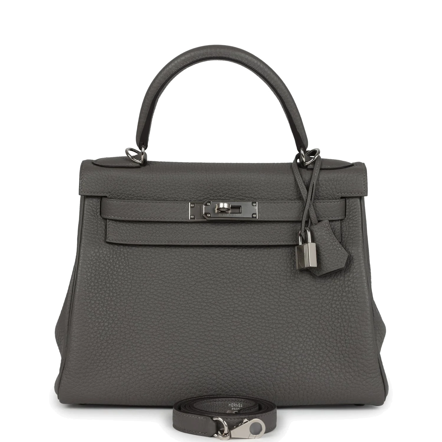 Hermes Kelly Retourne 28 Gris Meyer Clemence Palladium Hardware — фото 2