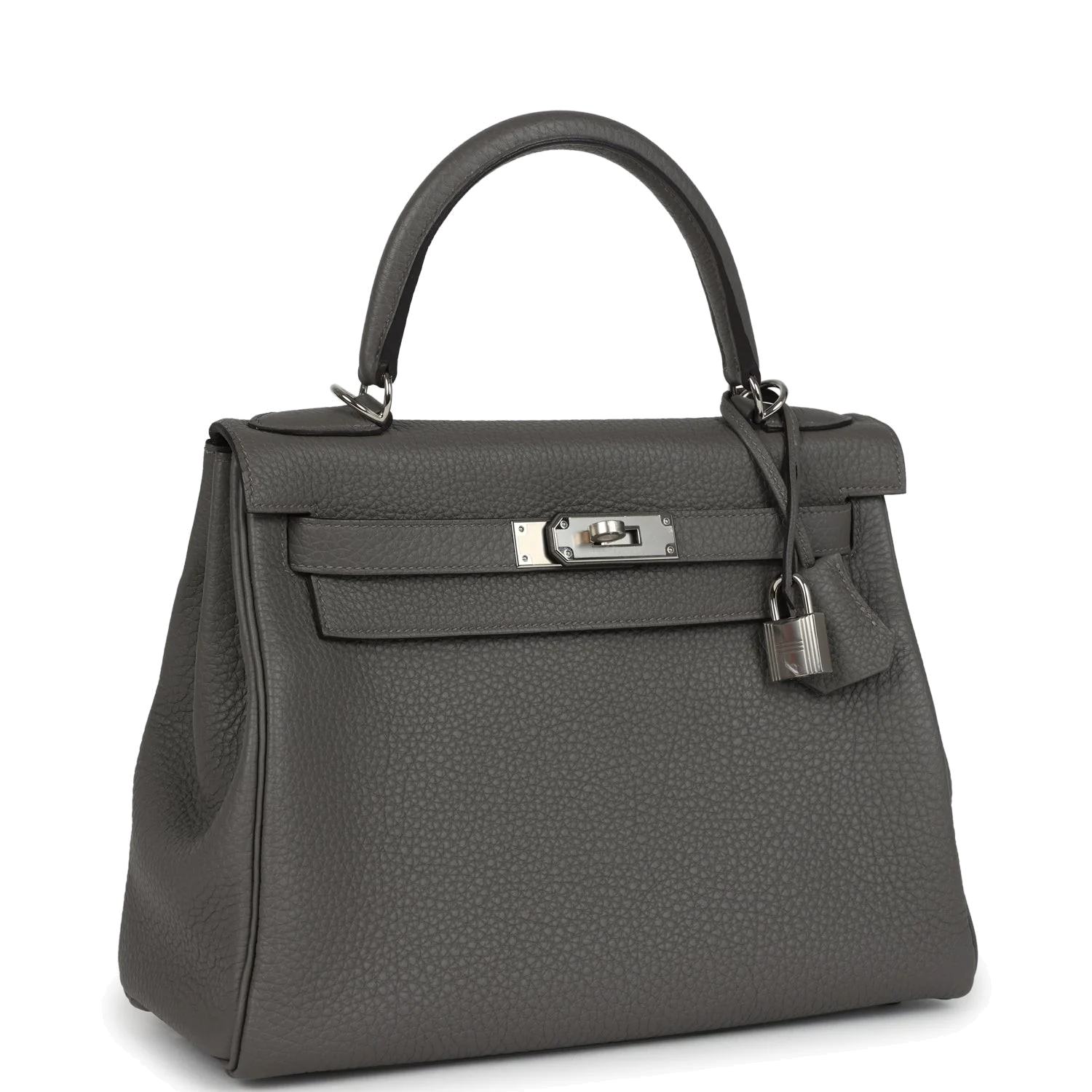 Hermes Kelly Retourne 28 Gris Meyer Clemence Palladium Hardware — фото 3