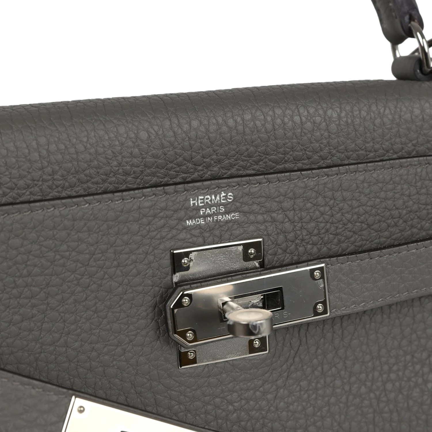 Hermes Kelly Retourne 28 Gris Meyer Clemence Palladium Hardware — фото 8