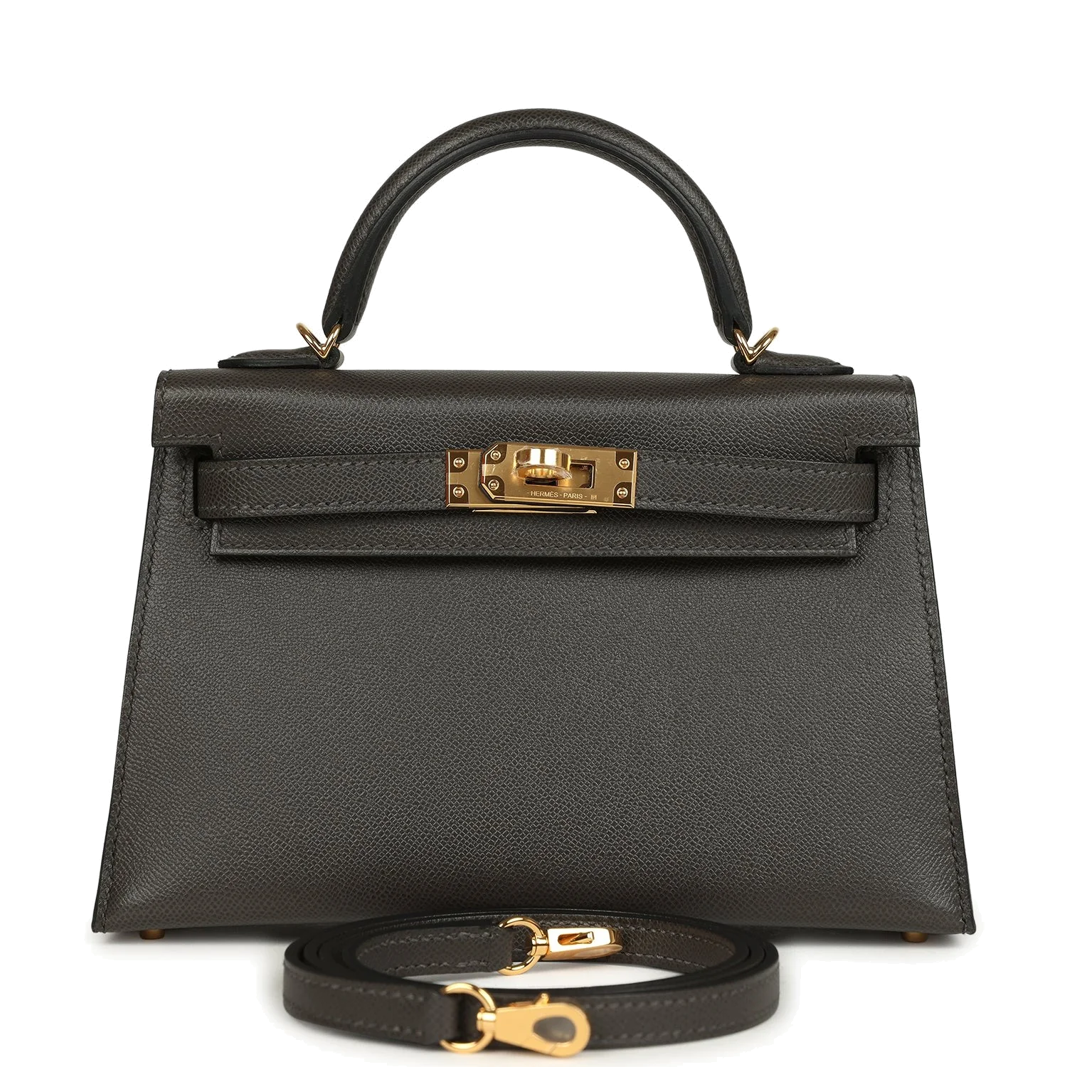 Hermes Kelly Sellier 20 Graphite Madame Gold Hardware — фото 2