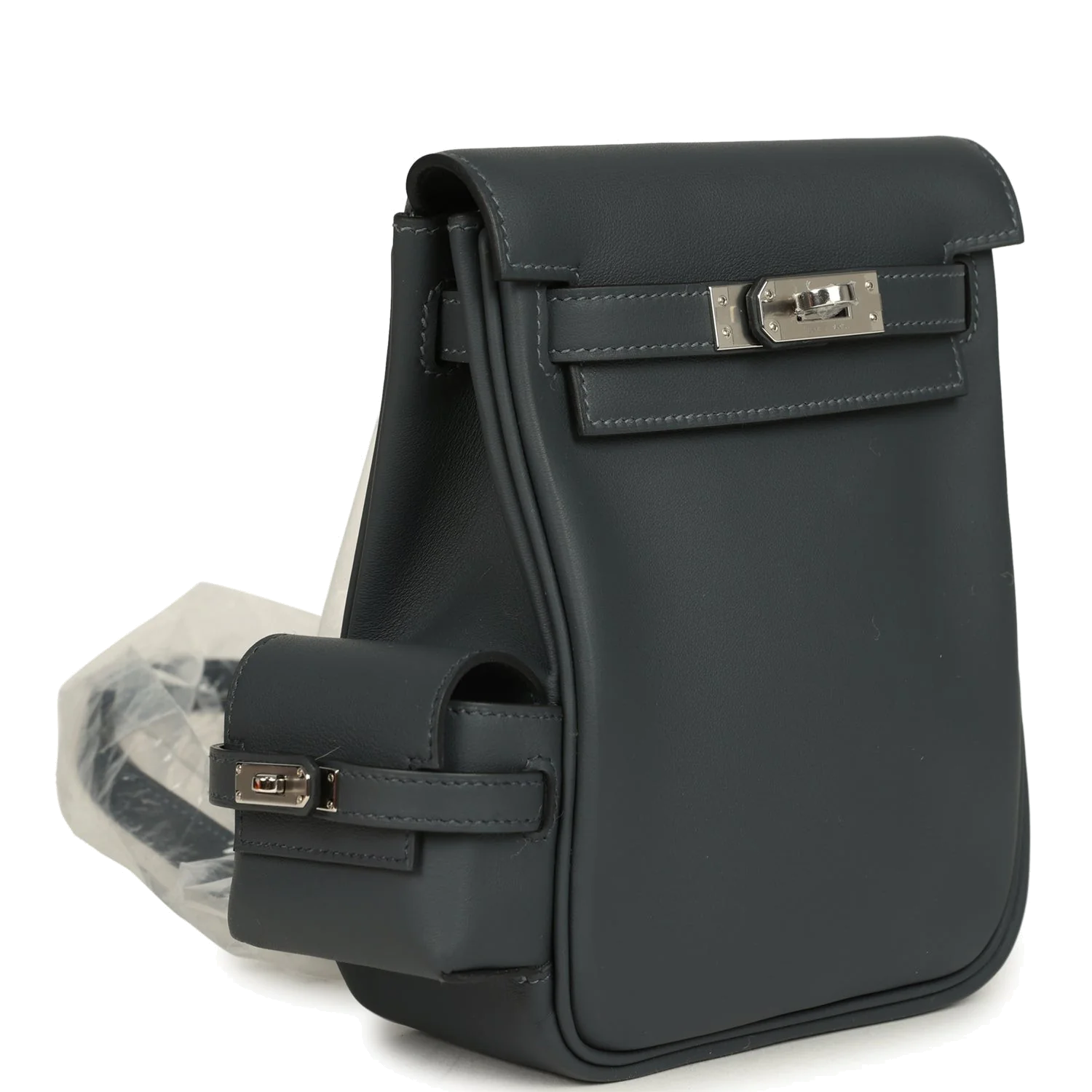 Hermes Mini Kelly Jump Backpack Gris Misty Swift Palladium Hardware — фото 3