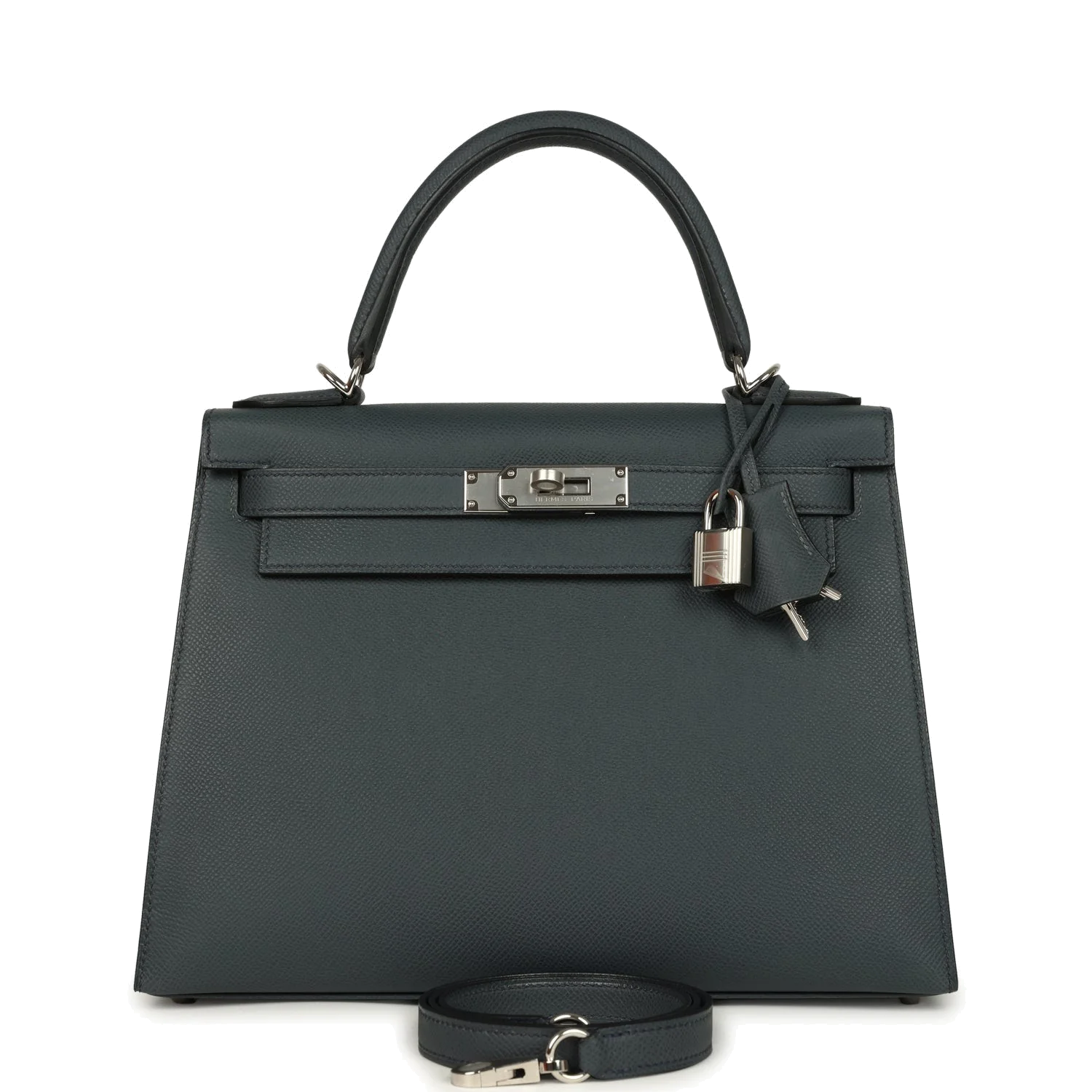 Hermes Kelly Sellier 28 Gris Misty Epsom Palladium Hardware — фото 2