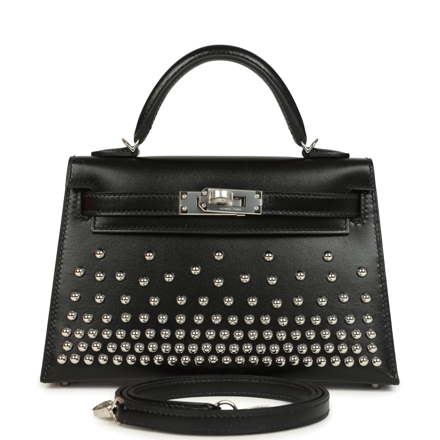 Hermes Kelly Sellier 20 Clouté Black Box Palladium Hardware — фото 2