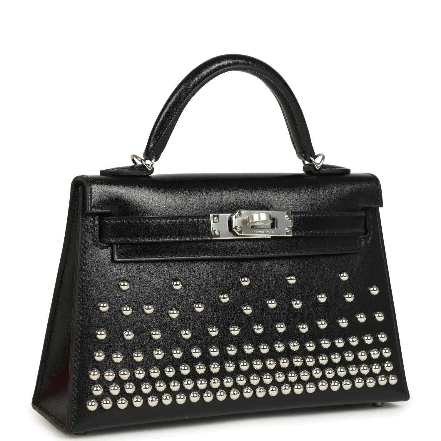 Hermes Kelly Sellier 20 Clouté Black Box Palladium Hardware — фото 3